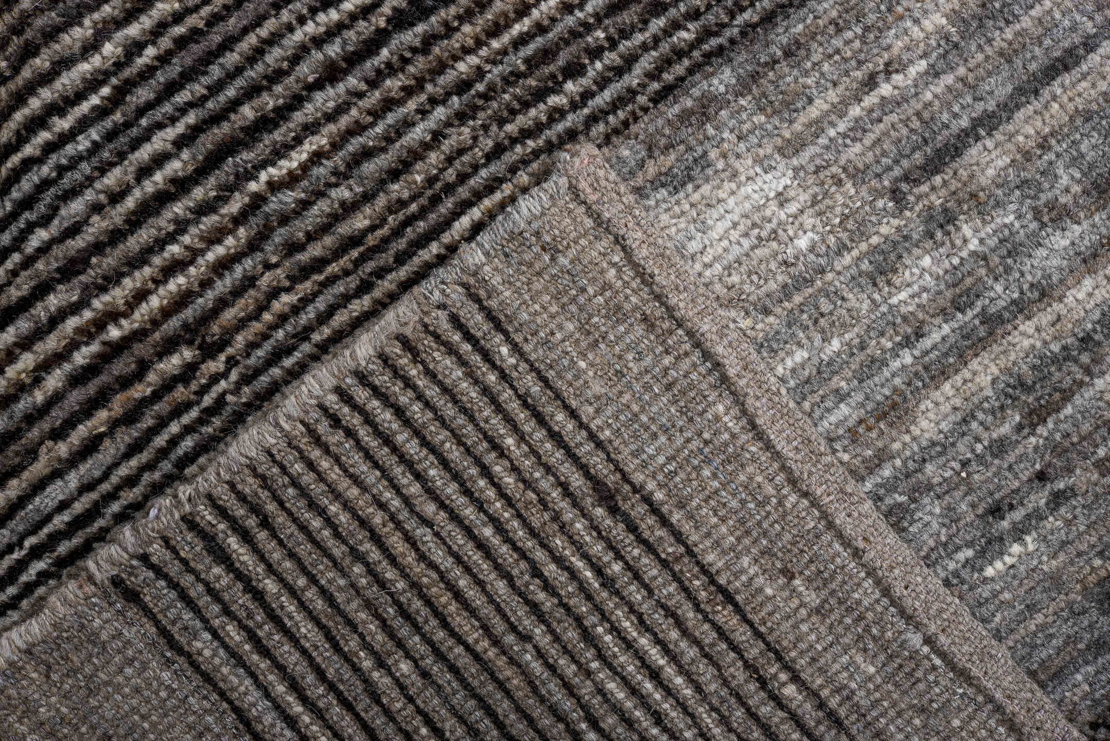 8' x 9' one-of-a-kind handmade vintage Tulu large size rug. Color palette: gray, charcoal, slate, ivory, black
