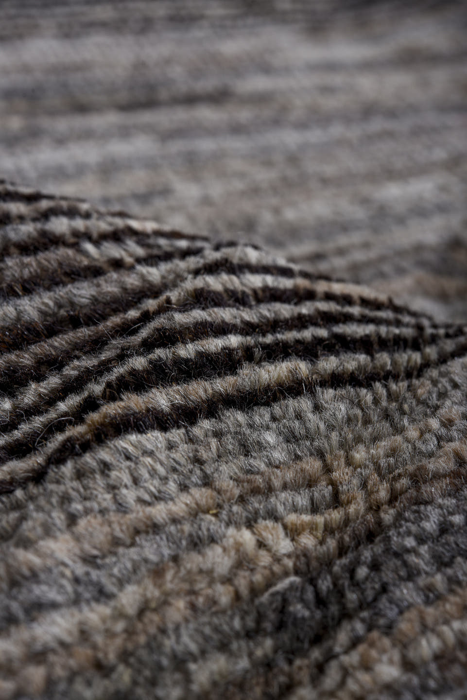 8' x 9' one-of-a-kind handmade vintage Tulu large size rug. Color palette: gray, charcoal, slate, ivory, black