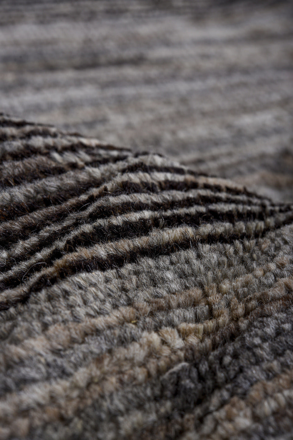 8' x 9' one-of-a-kind handmade vintage Tulu large size rug. Color palette: gray, charcoal, slate, ivory, black