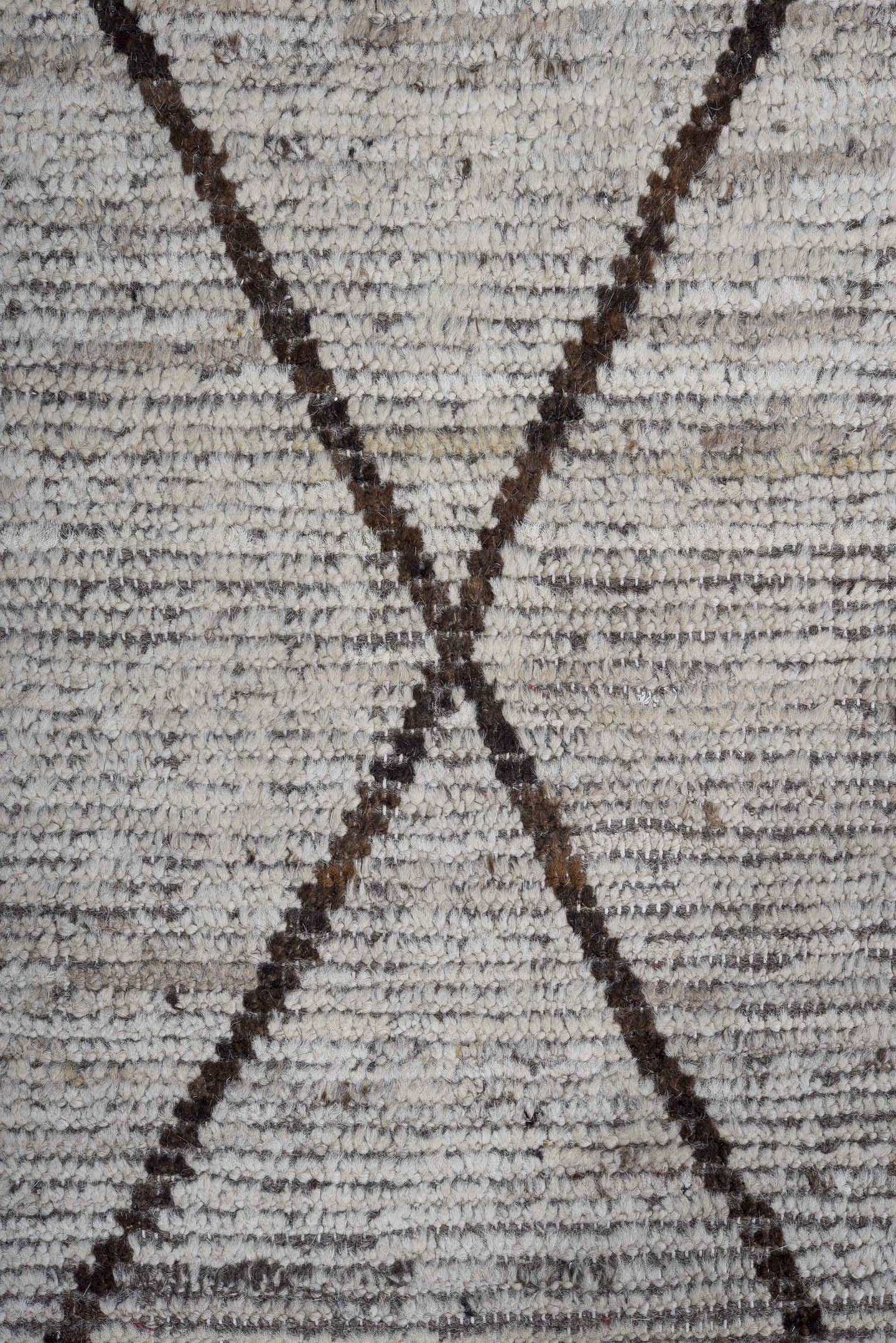 8' x 9' one-of-a-kind handmade vintage Tulu large size rug. Color palette: ivory, charcoal, taupe, gray, black, beige