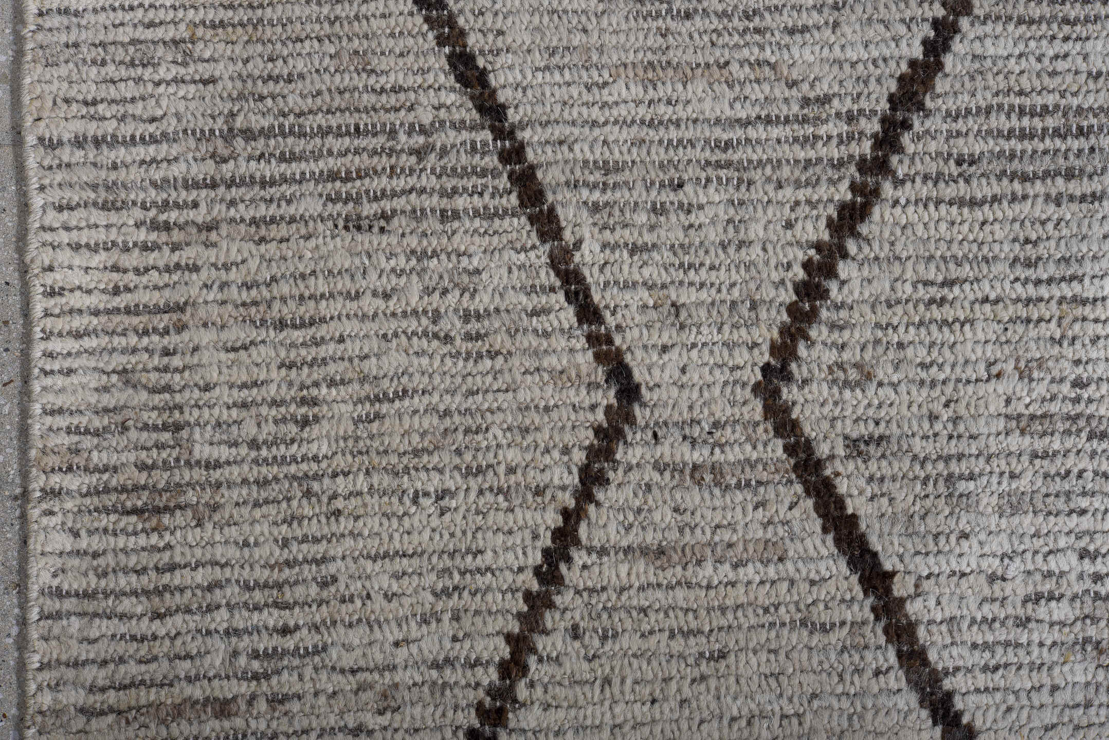 8' x 9' one-of-a-kind handmade vintage Tulu large size rug. Color palette: ivory, charcoal, taupe, gray, black, beige