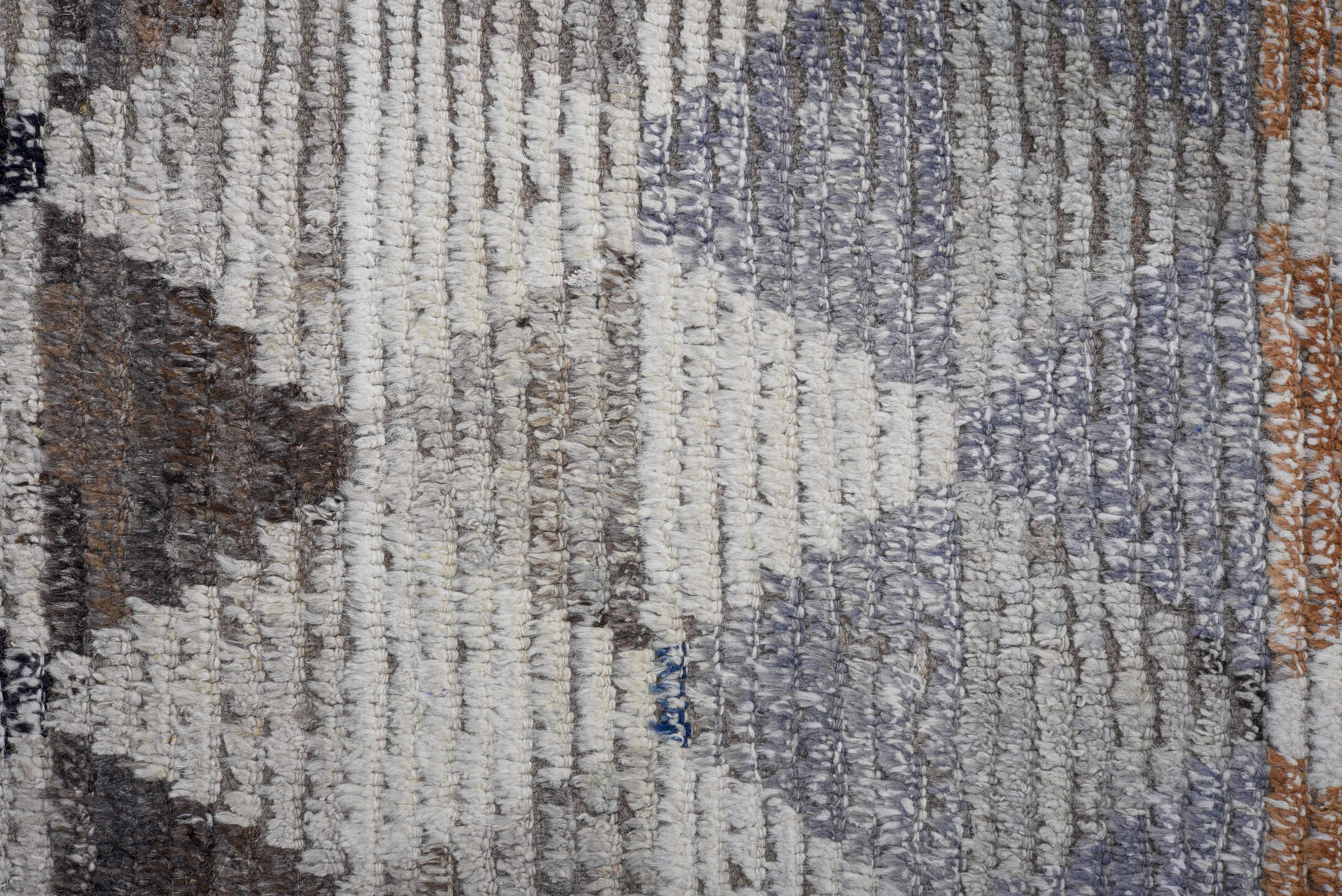 9' x 12' one-of-a-kind handmade vintage Tulu large size rug. Color palette: black, brown, gray, light gray, off-white, pink