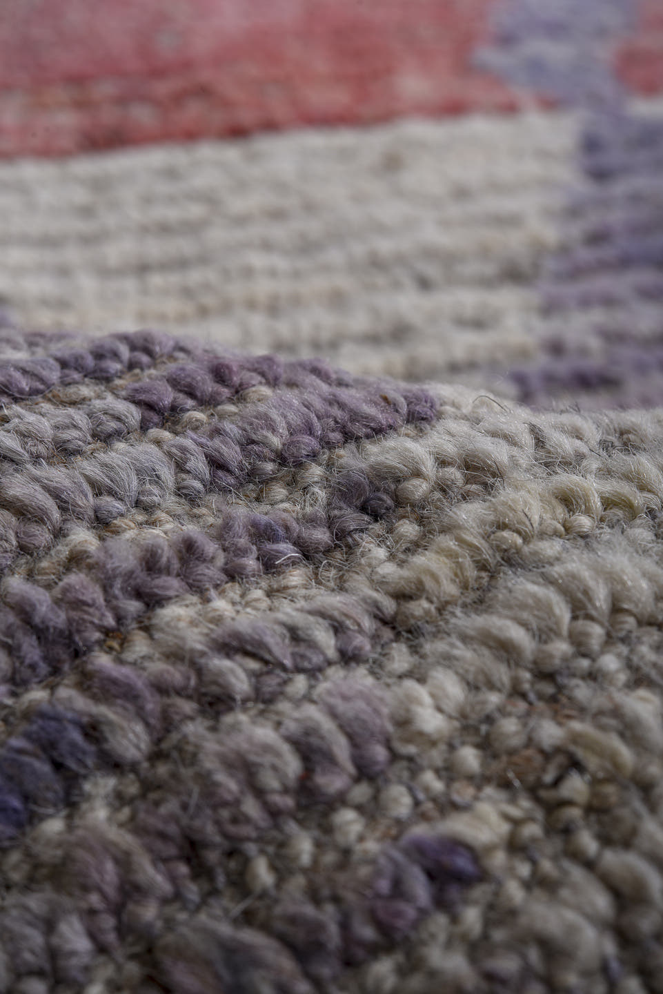 10' x 13' one-of-a-kind handmade vintage Tulu large size rug. Color palette: ivory, lavender, rose, sky_blue, taupe, sage