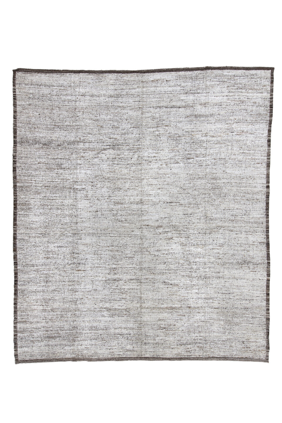 12' x 14' one-of-a-kind handmade vintage Tulu oversize rug. Color palette: brown, gray, light gray, off-white, snow, white