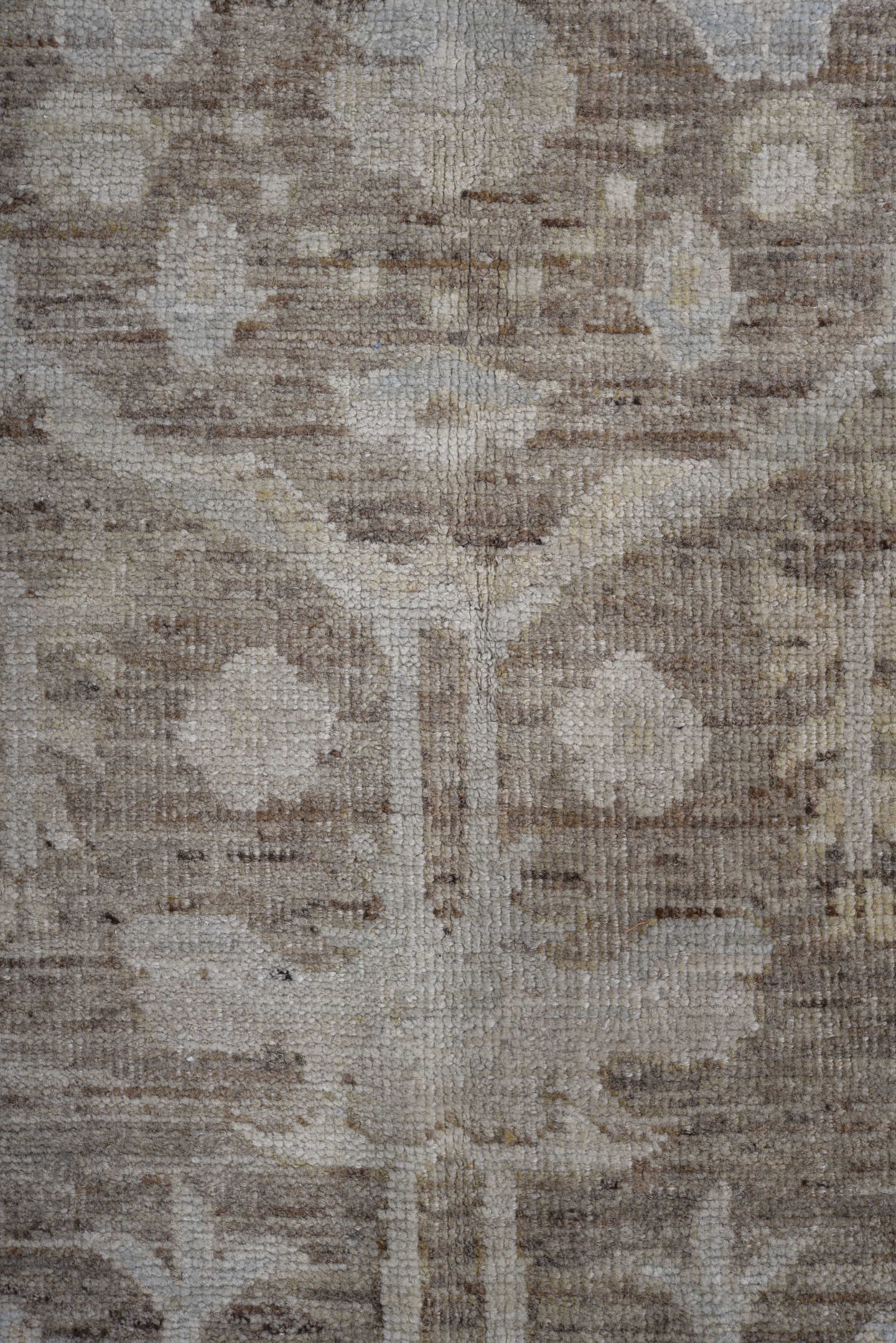 12' x 14' one-of-a-kind handmade vintage Oushak oversize rug. Color palette: taupe, ivory, pale_blue, cream, beige