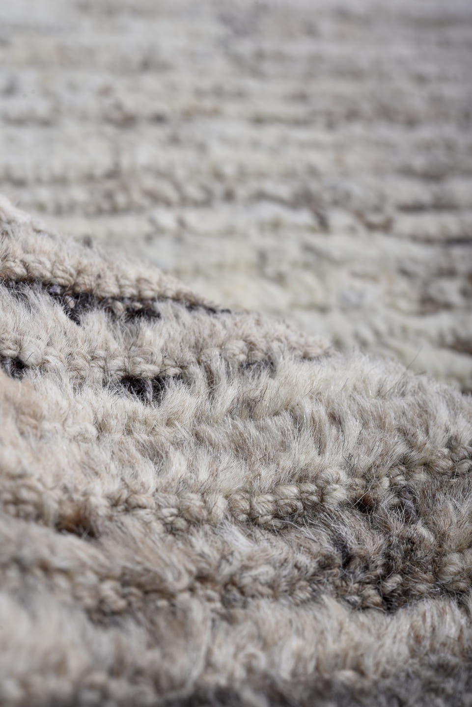 15' x 16' one-of-a-kind handmade vintage Tulu oversize rug. Color palette: gray, ivory, sky blue, charcoal, slate, taupe