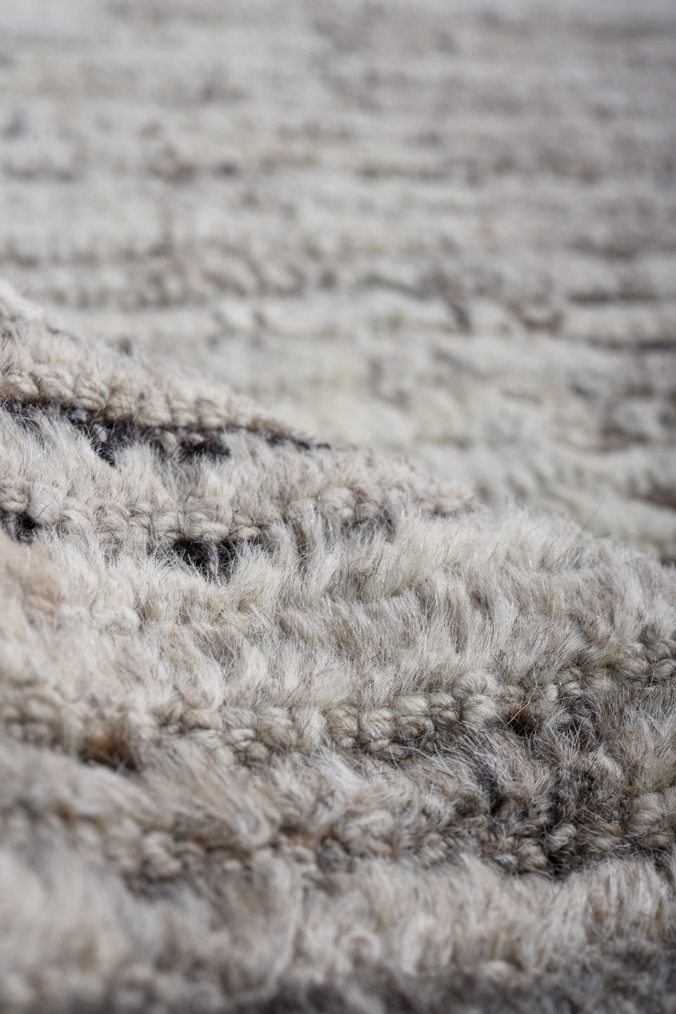 15' x 16' one-of-a-kind handmade vintage Tulu oversize rug. Color palette: gray, ivory, sky blue, charcoal, slate, taupe