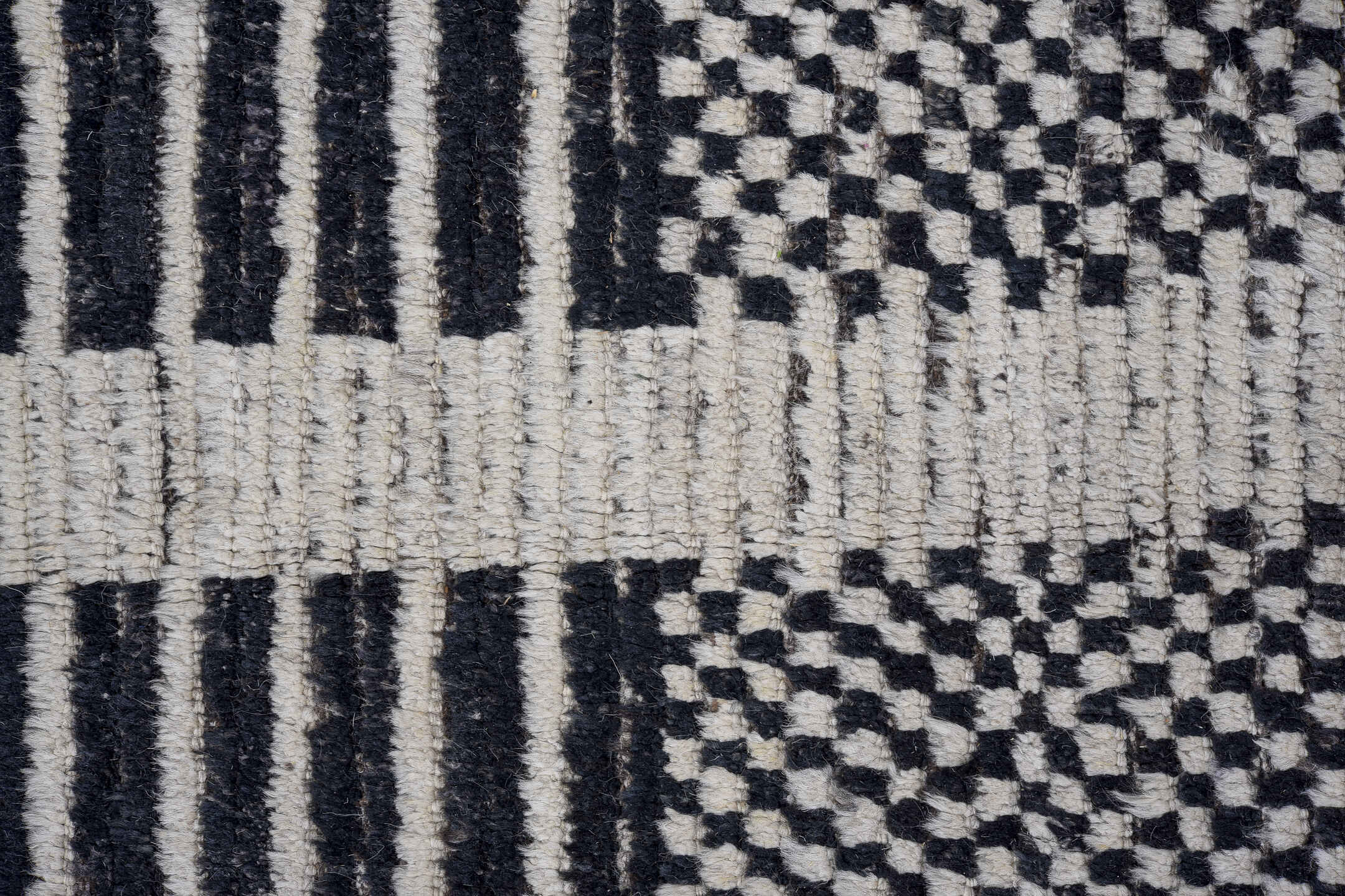 10' x 14' one-of-a-kind handmade vintage Tulu large size rug. Color palette: black, blue, charcoal, dark gray, dim gray