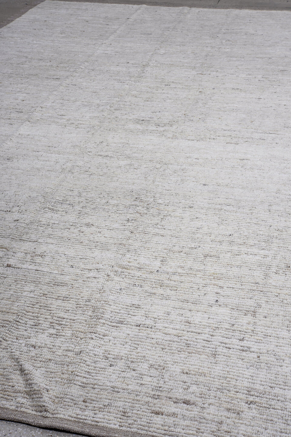 7' x 14' one-of-a-kind handmade vintage Tulu large size rug. Color palette: ivory, taupe, cream, beige, gray