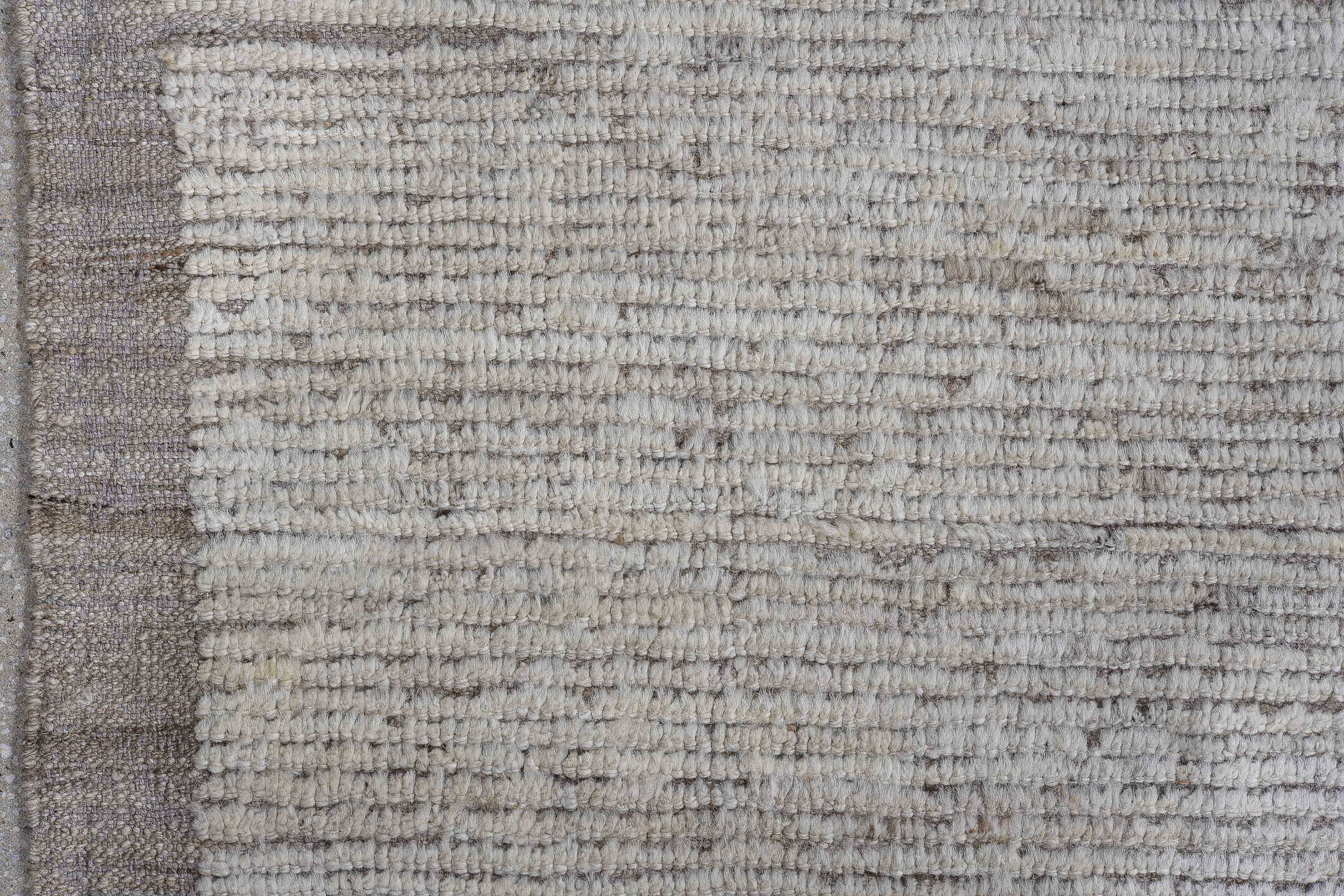 7' x 14' one-of-a-kind handmade vintage Tulu large size rug. Color palette: ivory, taupe, cream, beige, gray