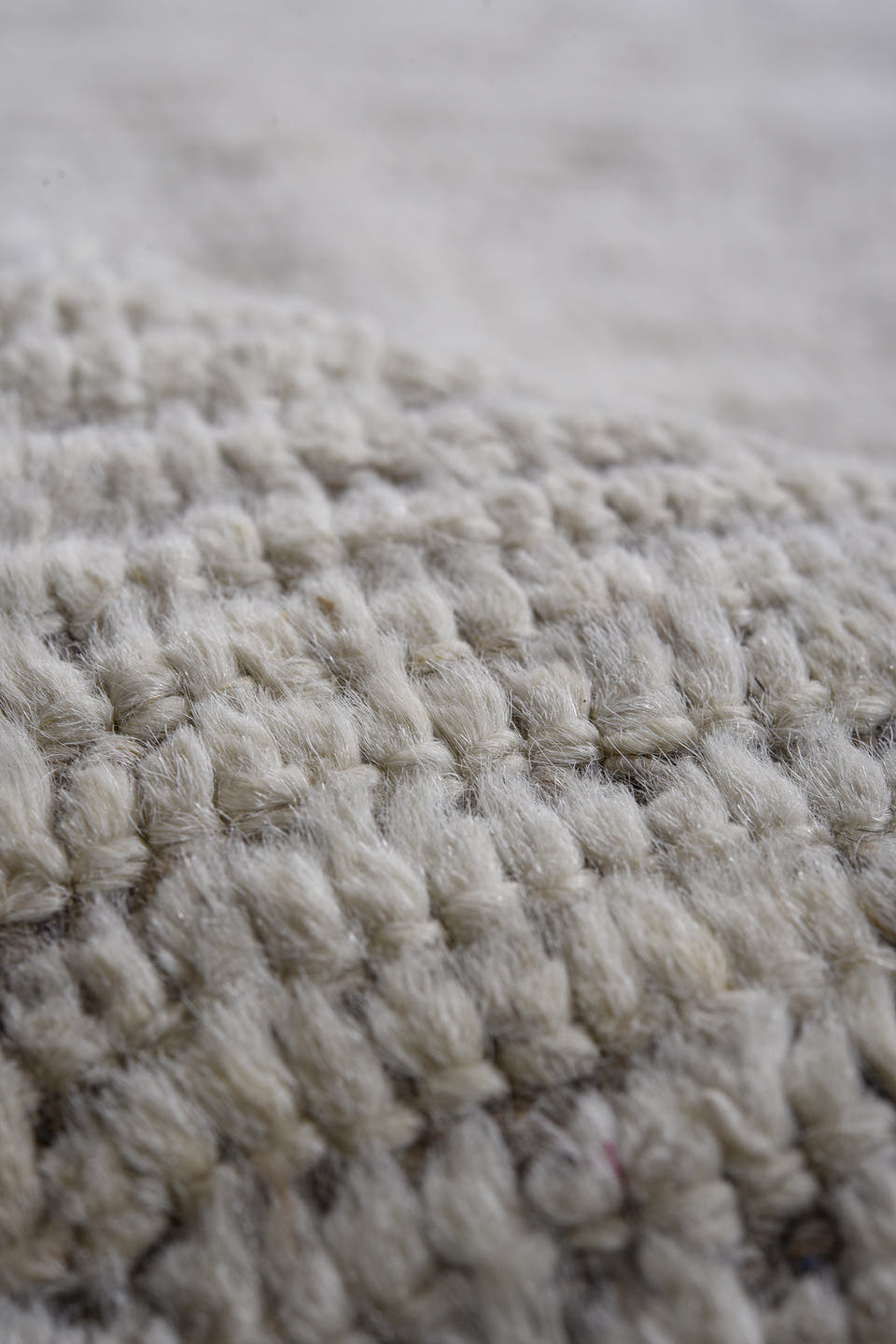 7' x 14' one-of-a-kind handmade vintage Tulu large size rug. Color palette: ivory, taupe, cream, beige, gray