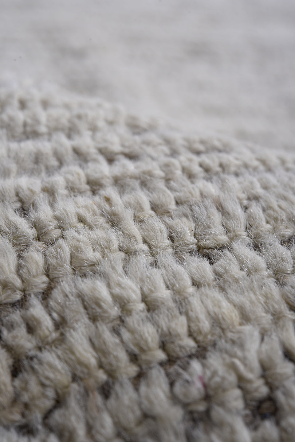 7' x 14' one-of-a-kind handmade vintage Tulu large size rug. Color palette: ivory, taupe, cream, beige, gray