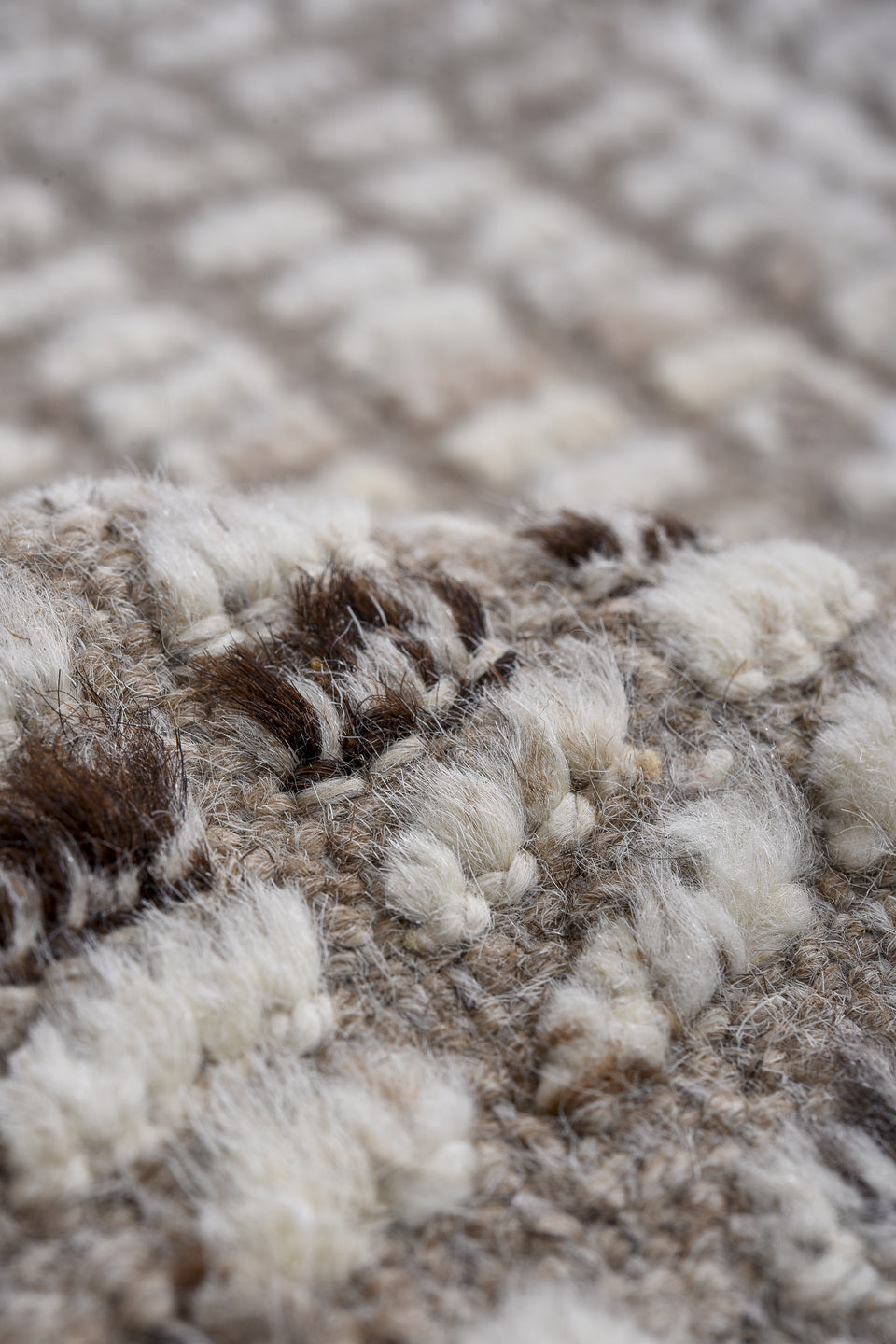 13' x 13' one-of-a-kind handmade vintage Tulu oversize rug. Color palette: ivory, taupe, beige, gray