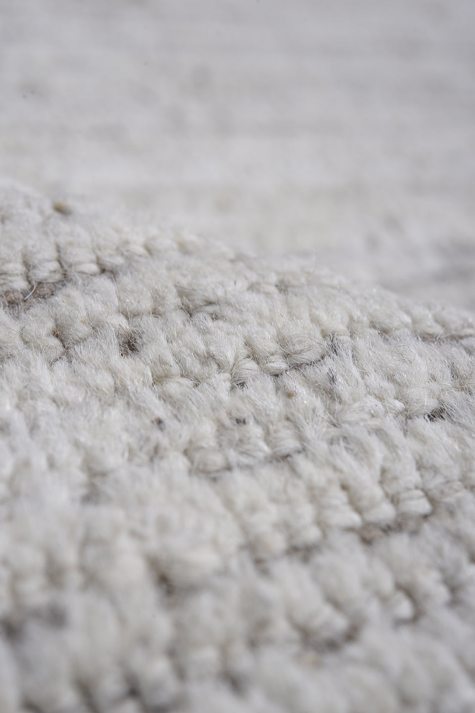 14' x 16' one-of-a-kind handmade vintage Tulu oversize rug. Color palette: ivory, taupe, cream, beige, gray