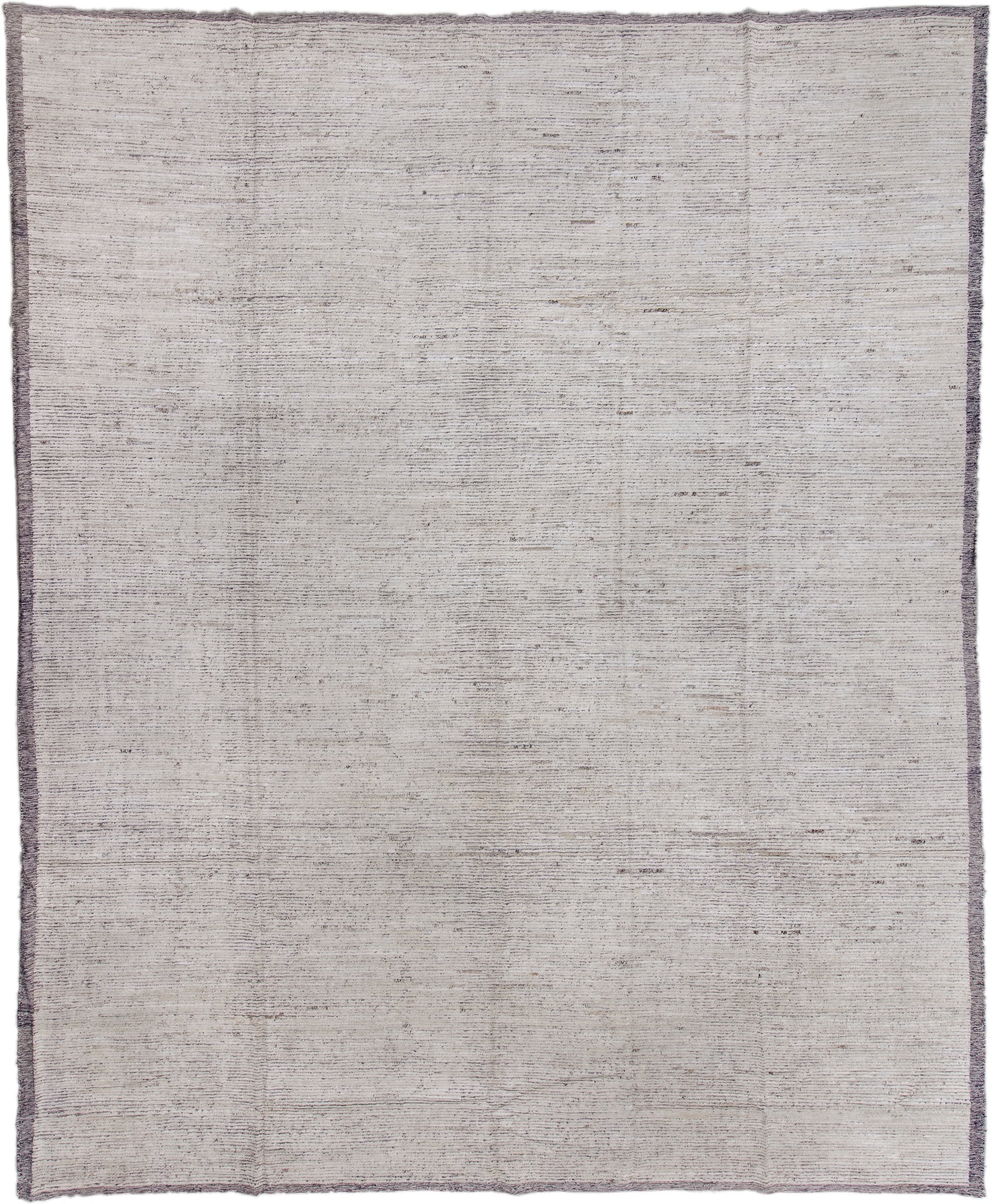 13' x 16' one-of-a-kind handmade vintage Tulu oversize rug. Color palette: ivory, taupe, gray, charcoal, beige, black