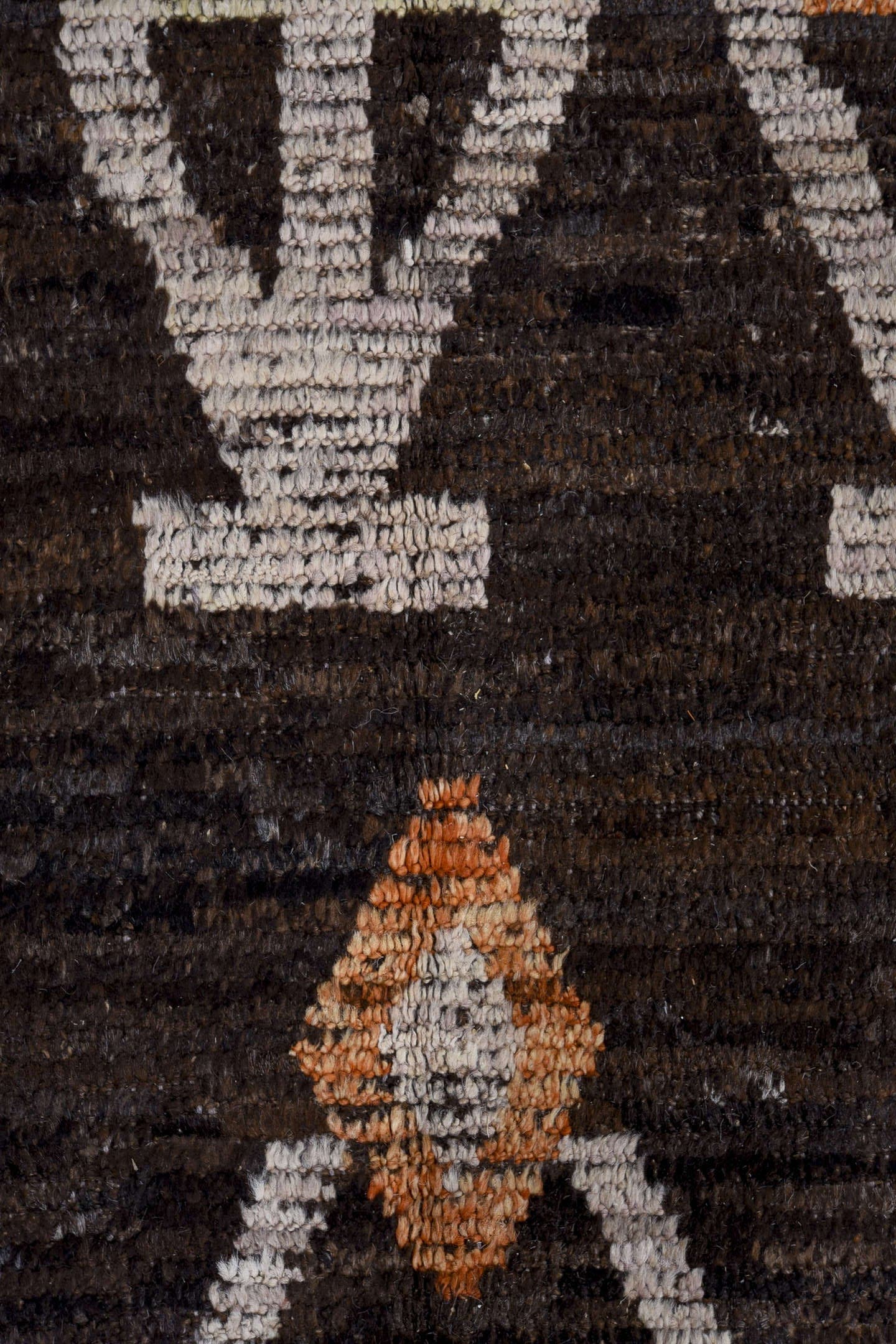 9' x 11' one-of-a-kind handmade vintage Tulu large size rug. Color palette: charcoal, ivory, cobalt, rust, taupe, gray