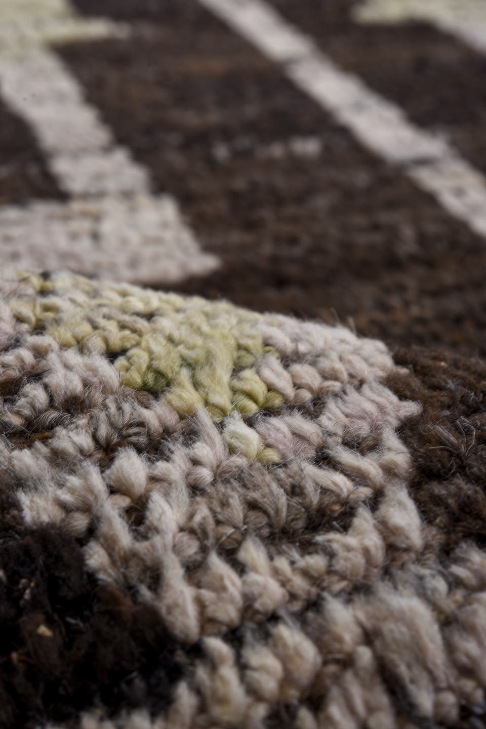 9' x 11' one-of-a-kind handmade vintage Tulu large size rug. Color palette: charcoal, ivory, cobalt, rust, taupe, gray