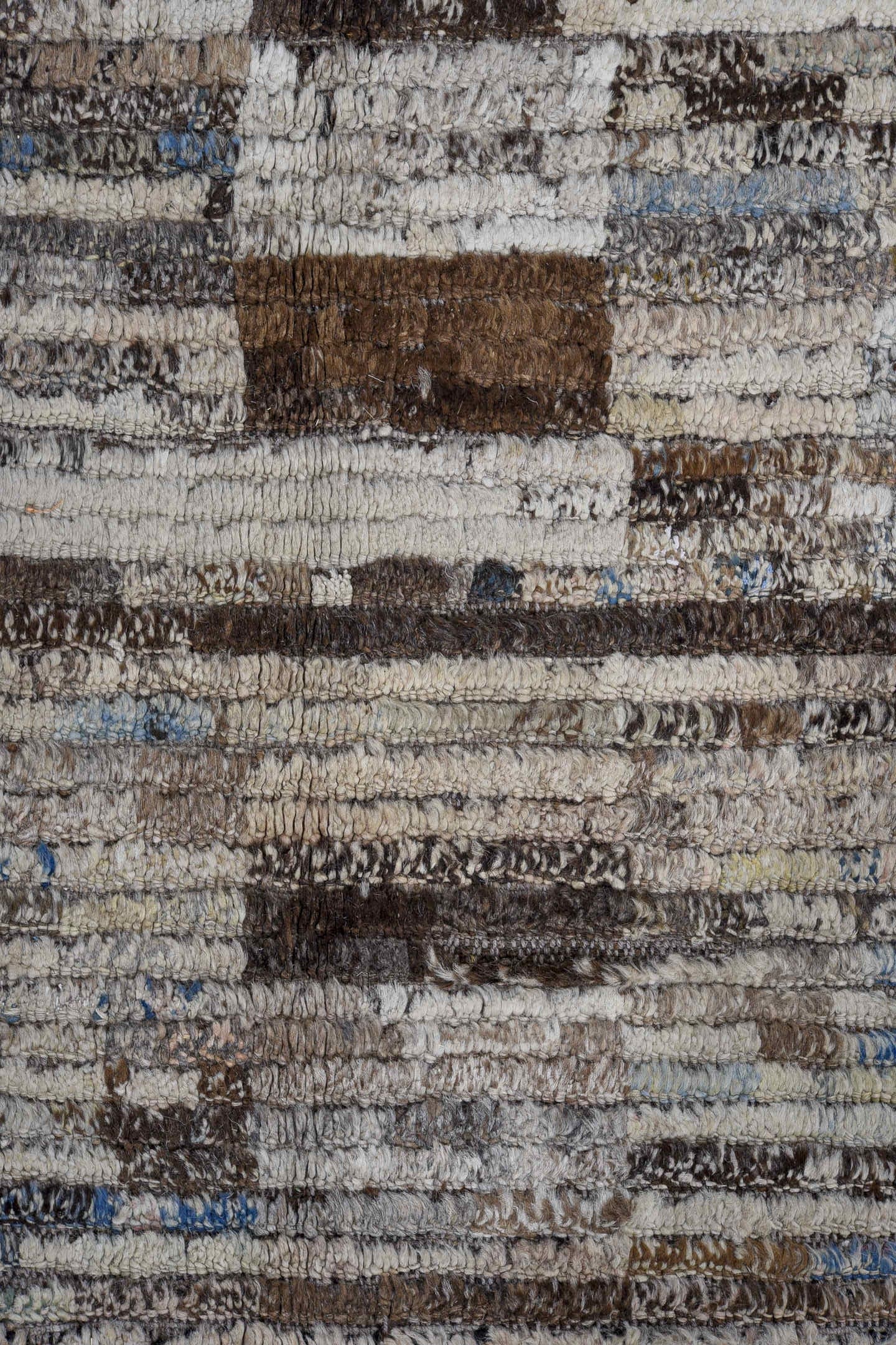 13' x 14' one-of-a-kind handmade vintage Tulu oversize rug. Color palette: ivory, gray, brown, charcoal, sky_blue, taupe
