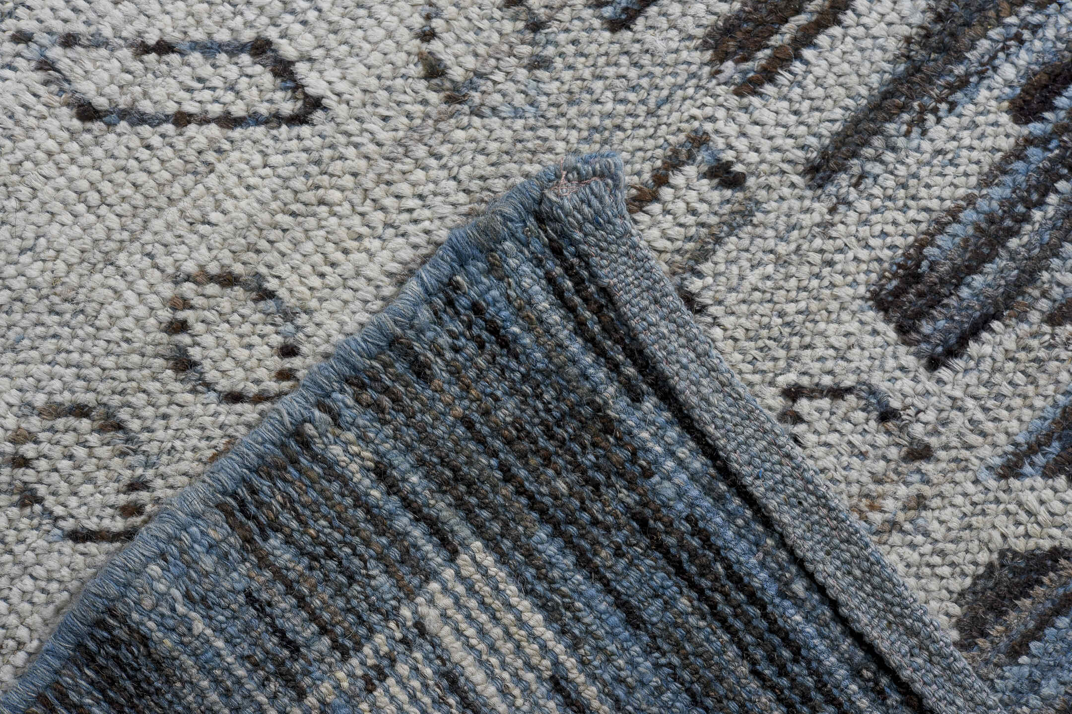 13' x 17' one-of-a-kind handmade vintage Oushak oversize rug. Color palette: slate, ivory, blue, charcoal, steel_blue, gray