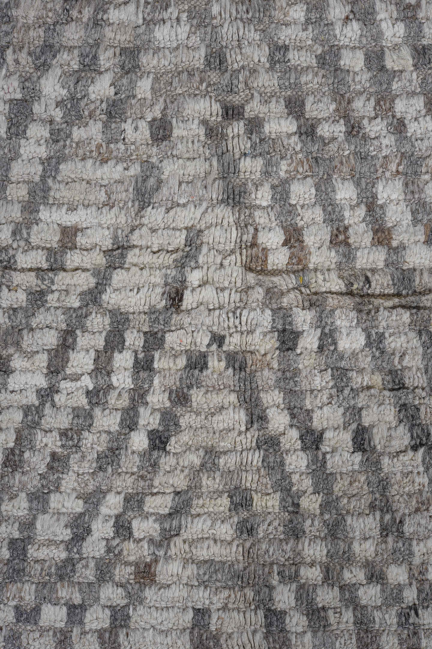13' x 15' one-of-a-kind handmade vintage Tulu oversize rug. Color palette: ivory, gray, blue, charcoal, taupe, gold, sage