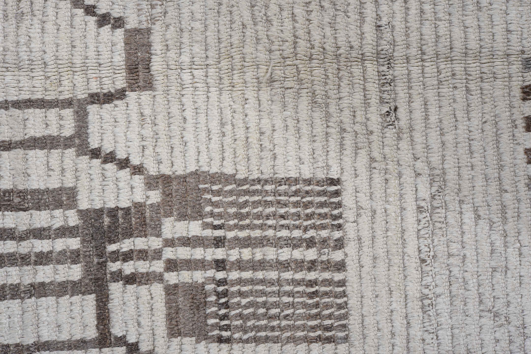 13' x 16' one-of-a-kind handmade vintage Tulu oversize rug. Color palette: brown, gray, light gray, pink, redwood