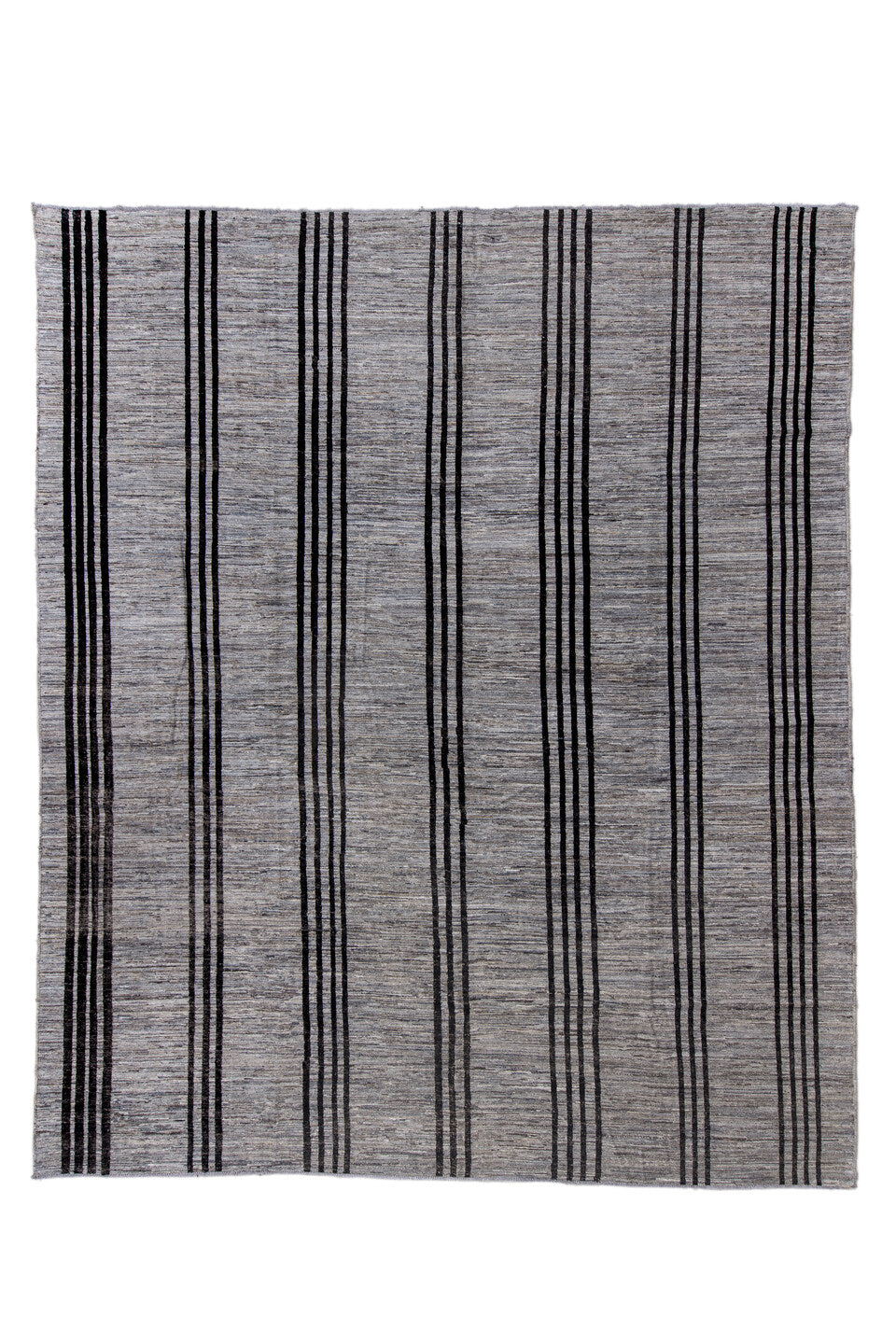 12' x 14' one-of-a-kind handmade vintage Tulu oversize rug. Color palette: black, brown, gray, pink, red