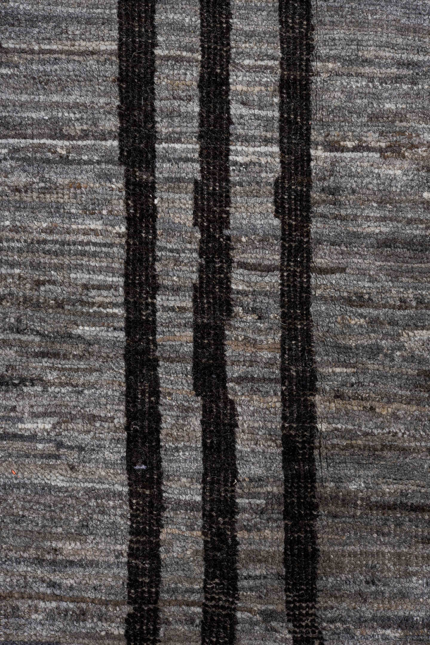 12' x 14' one-of-a-kind handmade vintage Tulu oversize rug. Color palette: gray, charcoal, black, ivory