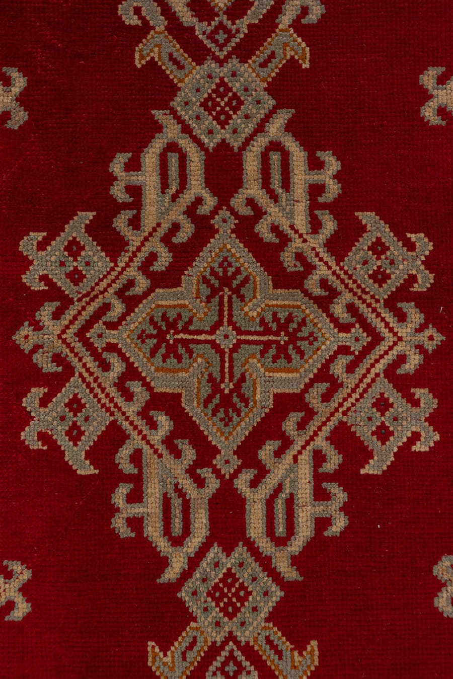 3' x 17' one-of-a-kind handmade vintage Oushak runner rug. Color palette: crimson, ivory, burgundy, red