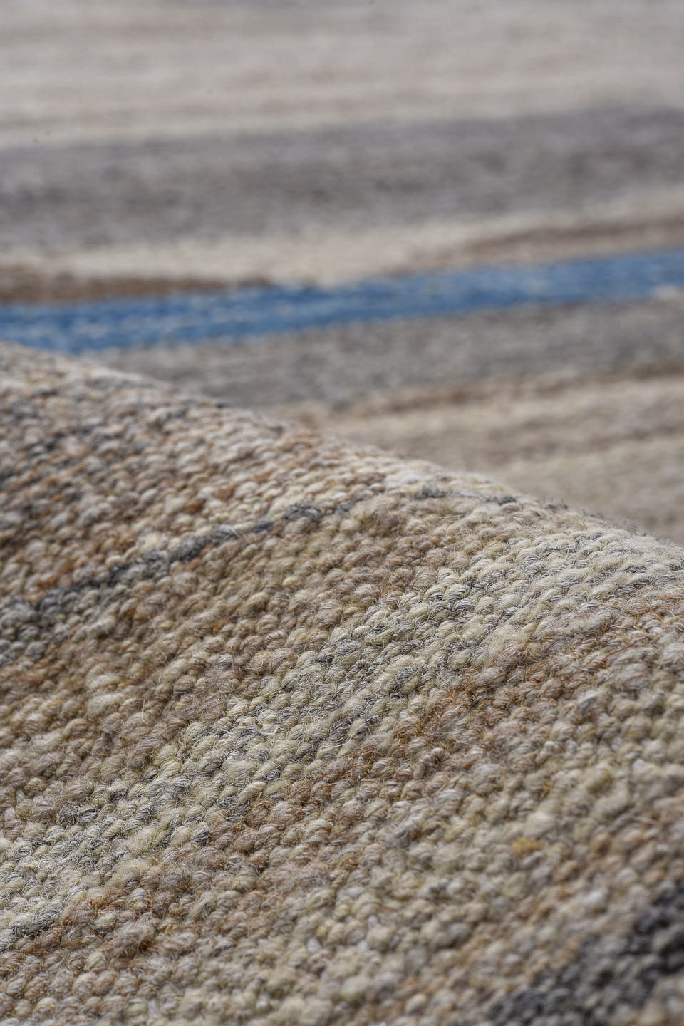 10' x 13' one-of-a-kind handmade vintage Kilim oversize rug. Color palette: ivory, taupe, gray, brown, blue, slate, beige