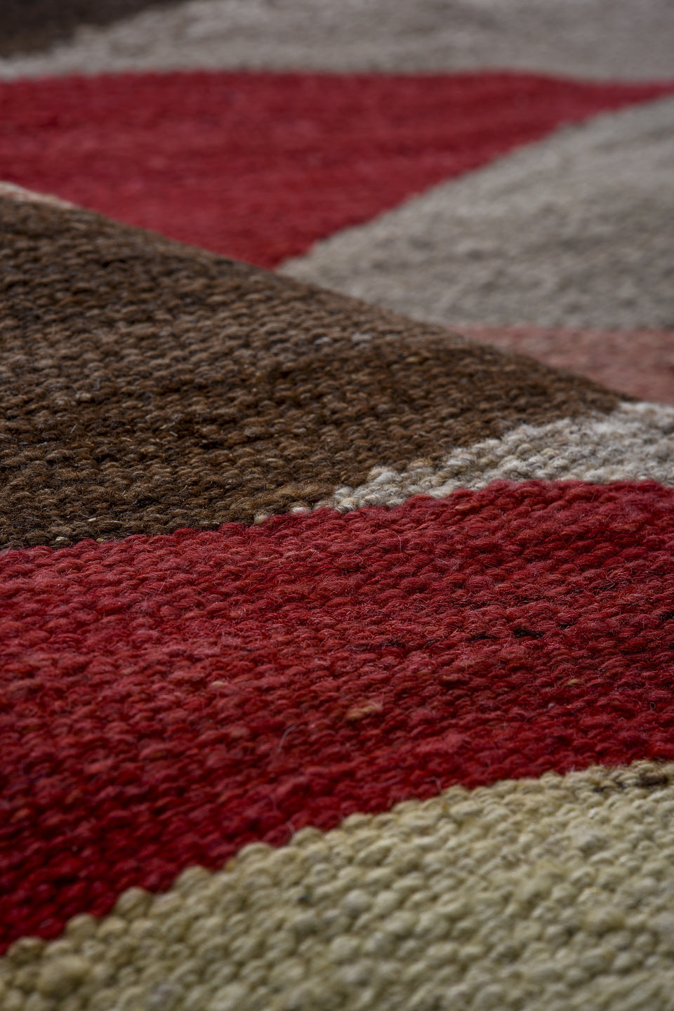 10' x 13' one-of-a-kind handmade vintage Kilim large size rug. Color palette: sky blue, ivory, rose, crimson, taupe, brown