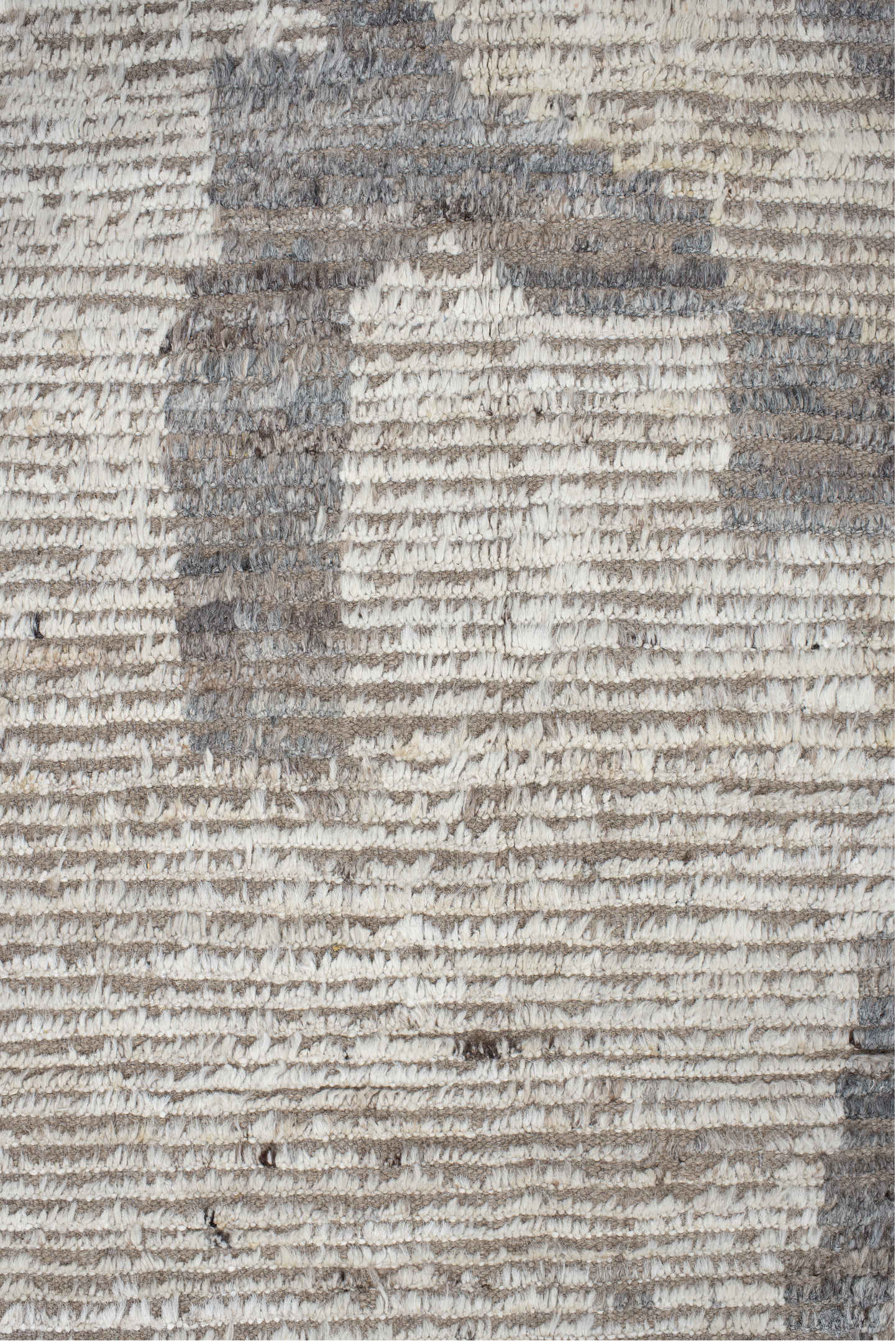 10' x 14' one-of-a-kind handmade vintage Tulu large size rug. Color palette: taupe, ivory, gray, charcoal, cream, pale blue