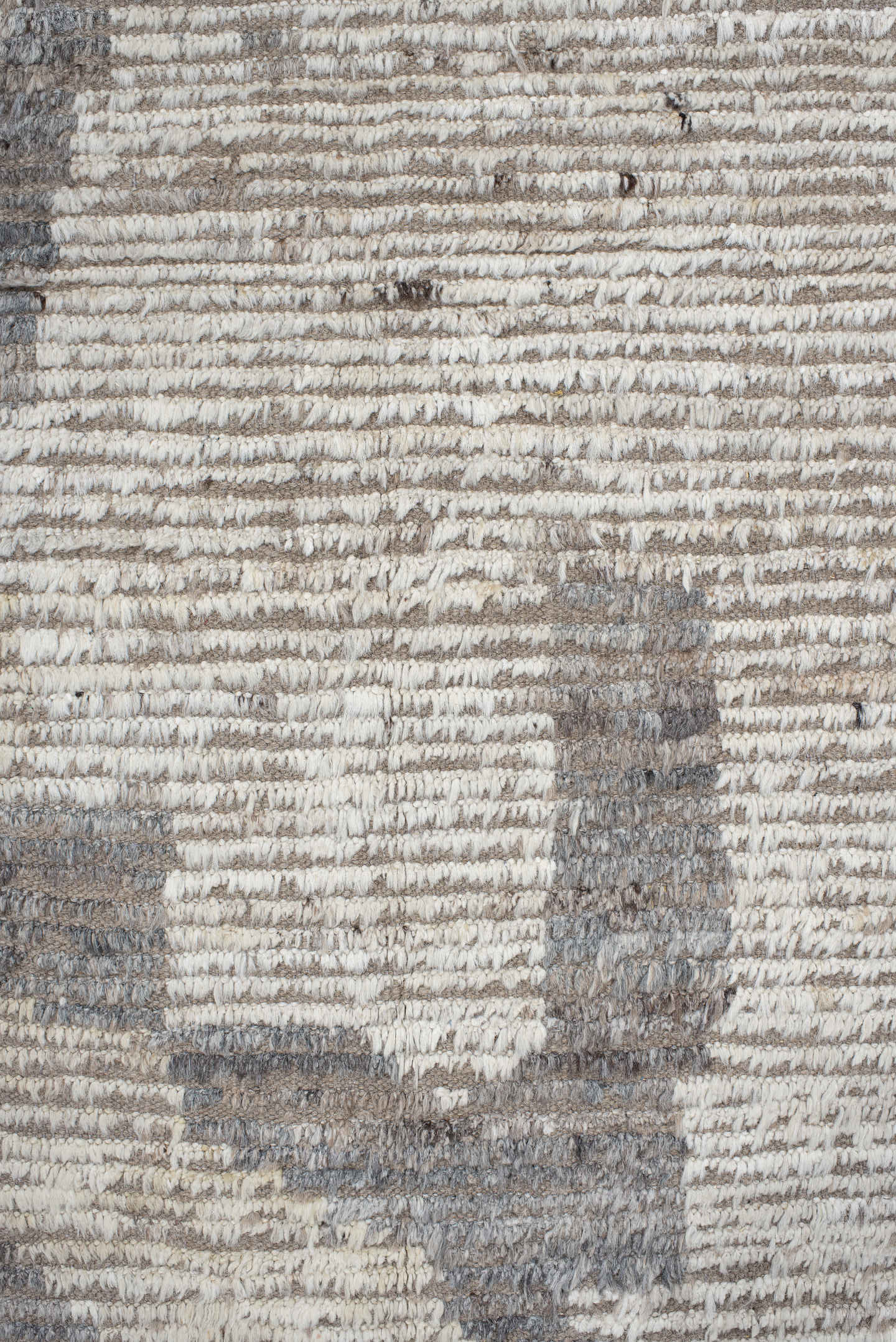 10' x 14' one-of-a-kind handmade vintage Tulu large size rug. Color palette: taupe, ivory, gray, charcoal, cream, pale blue