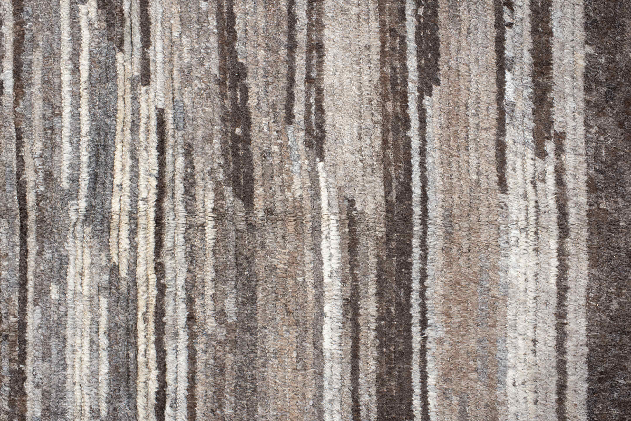 12' x 15' one-of-a-kind handmade vintage Tulu oversize rug. Color palette: black, brown, dark gray, gray, light gray, linen
