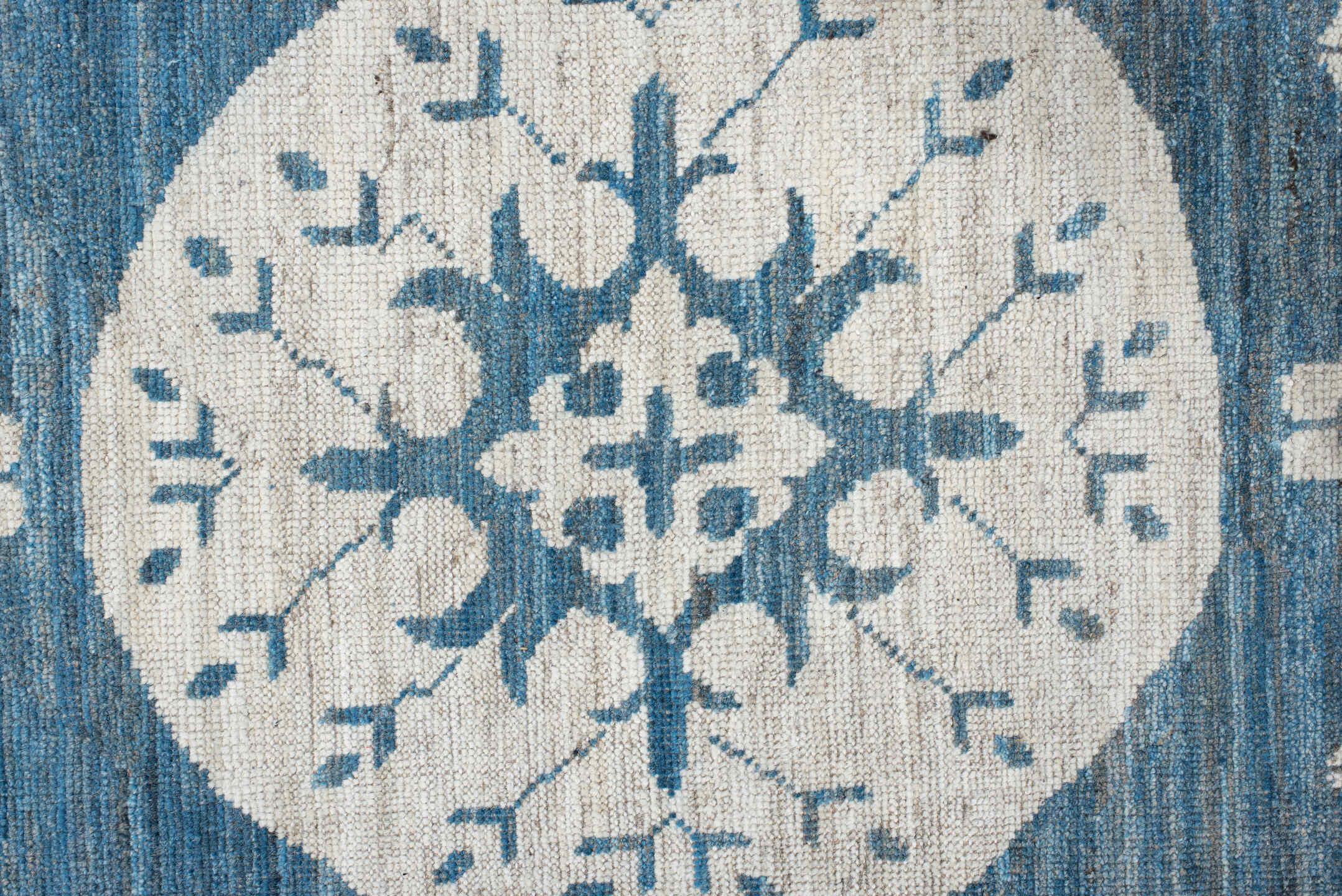 9' x 14' one-of-a-kind handmade vintage Oushak large size rug. Color palette: alice blue, arapawa, blue, dark gray, fiord