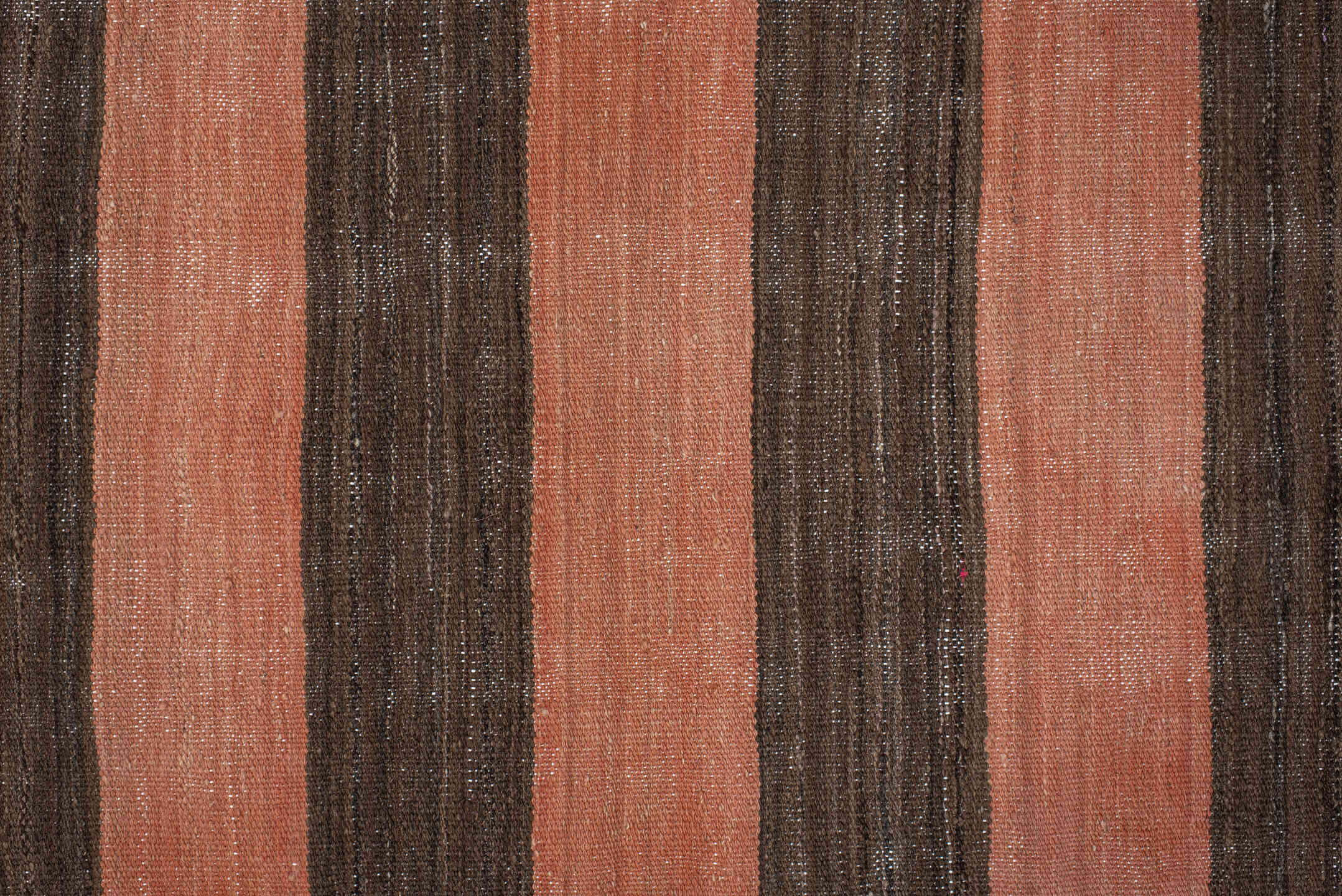 3' x 6' one-of-a-kind handmade vintage Kilim small size rug. Color palette: brown, pink, gray, black