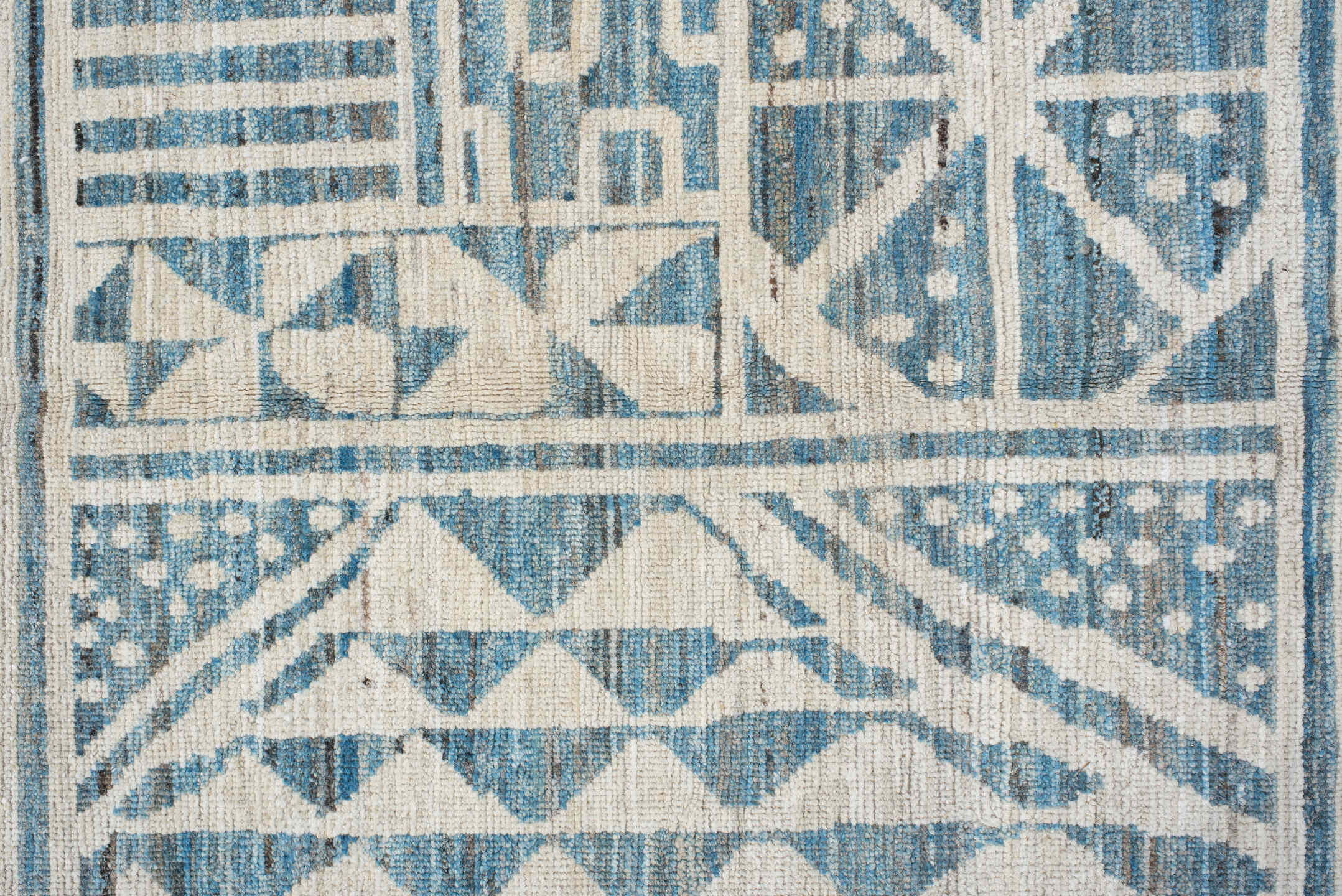 13' x 17' one-of-a-kind handmade vintage Tulu oversize rug. Color palette: blue, dark gray, dim gray, gainsboro, gray