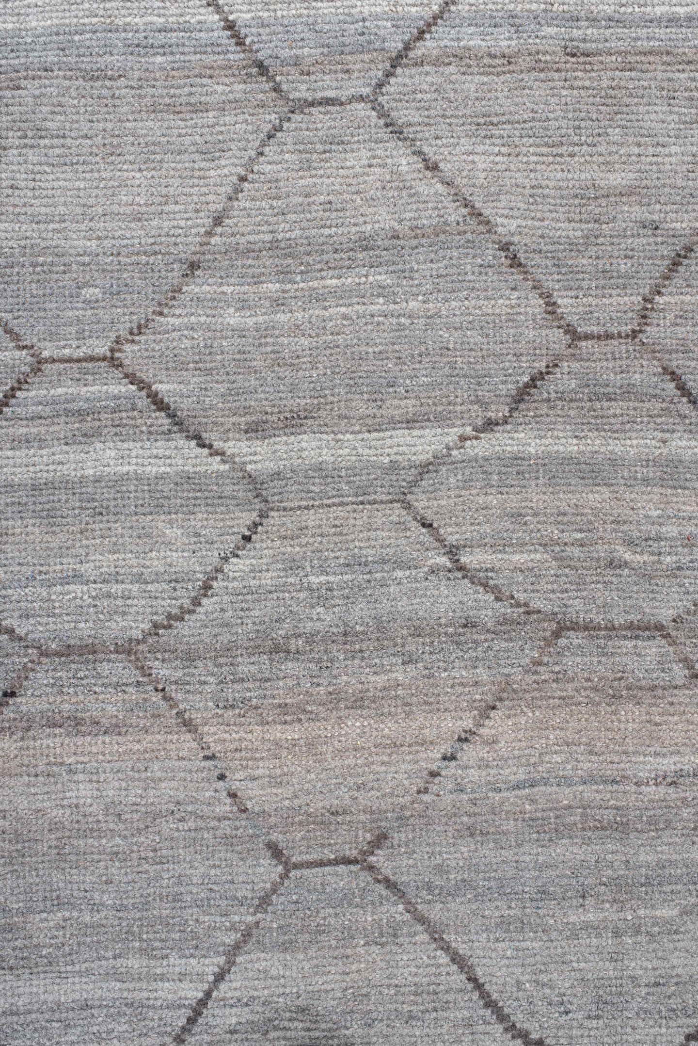 18' x 21' one-of-a-kind handmade vintage Tulu oversize rug. Color palette: ivory, silver, taupe, gray, beige