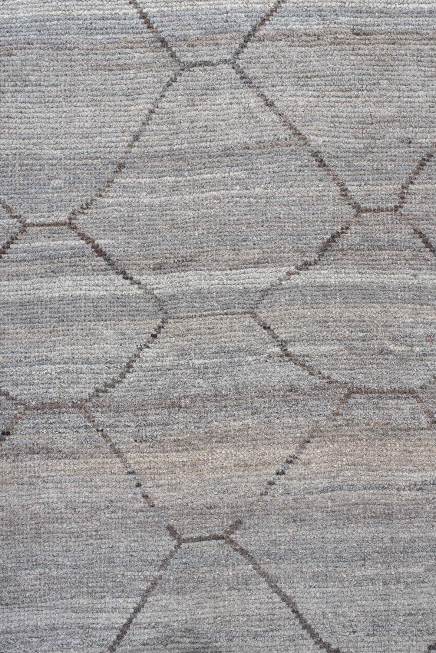 18' x 21' one-of-a-kind handmade vintage Tulu oversize rug. Color palette: ivory, silver, taupe, gray, beige