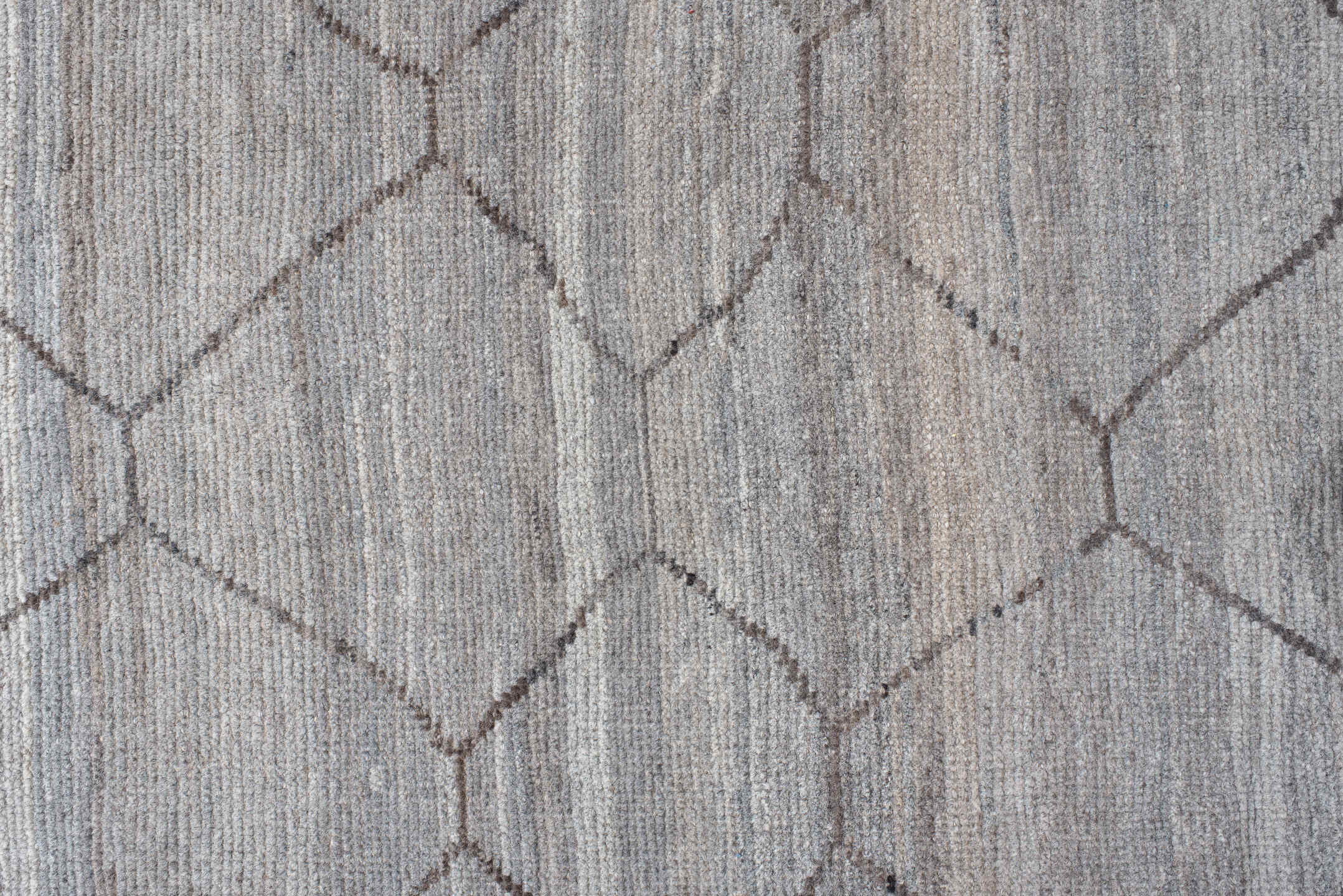 18' x 21' one-of-a-kind handmade vintage Tulu oversize rug. Color palette: gray, light gray, off-white, pink, silver