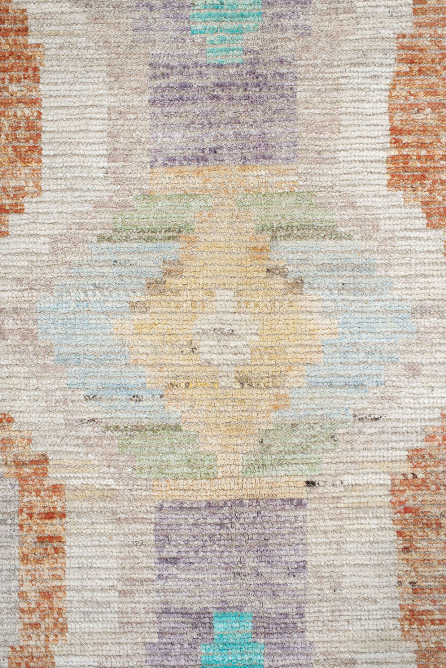 13' x 17' one-of-a-kind handmade vintage Tulu oversize rug. Color palette: ivory, aqua, lavender, pale_gold, coral, sage