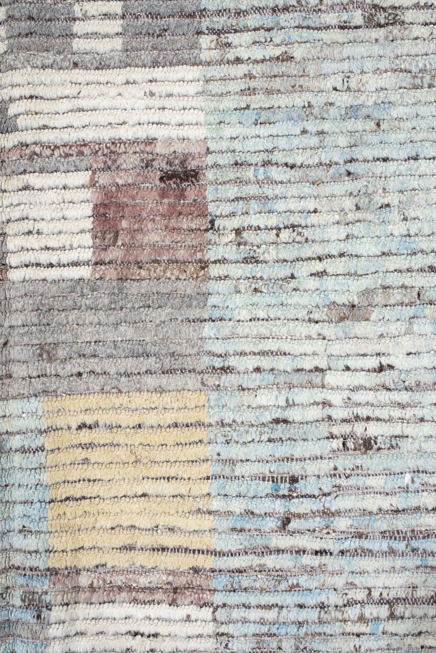 13' x 16' one-of-a-kind handmade vintage Tulu oversize rug. Color palette: gray, ivory, sky blue, cream, taupe, pale gold
