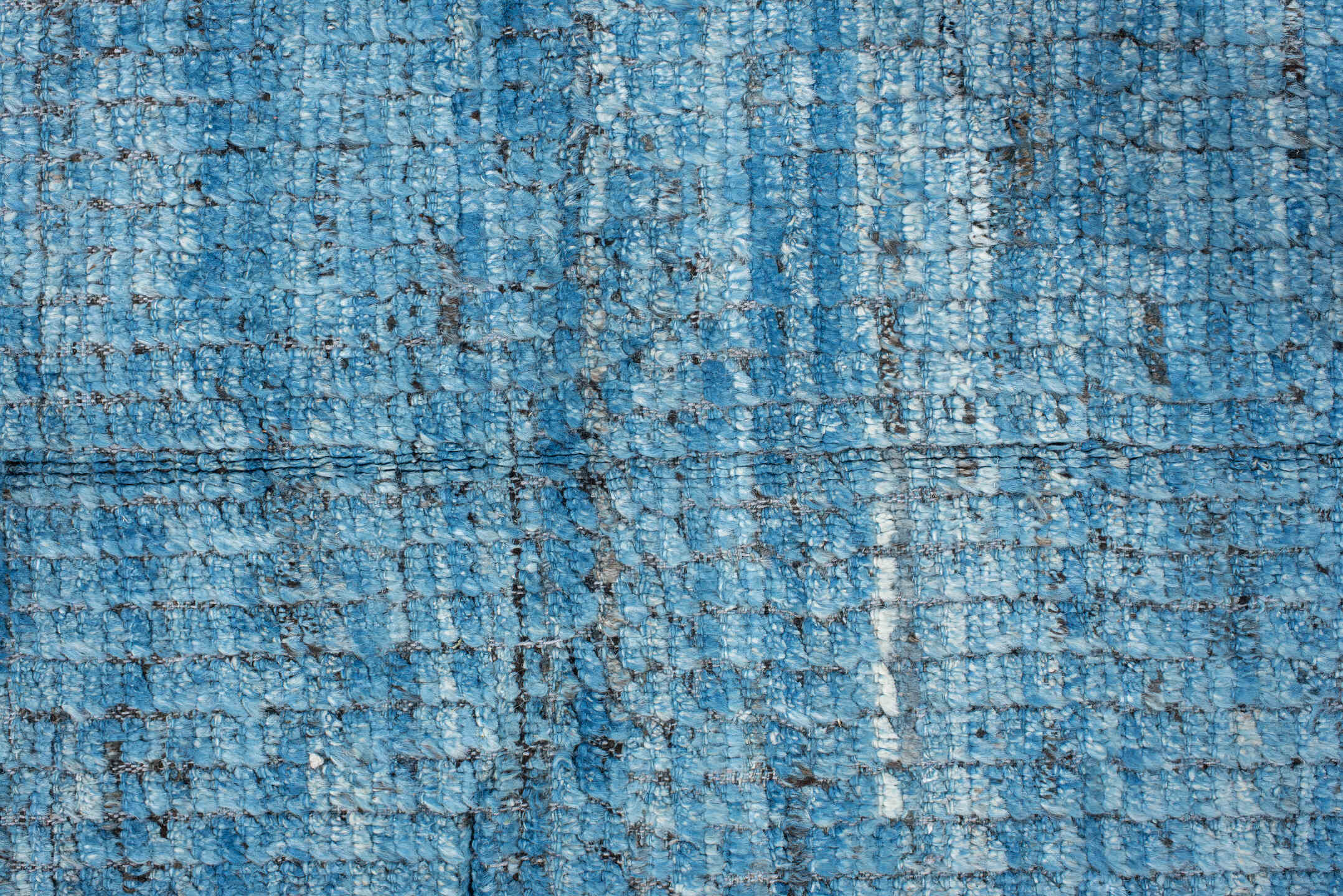 14' x 17' one-of-a-kind handmade vintage Tulu oversize rug. Color palette: light blue, gray, blue, light slate gray, arapawa