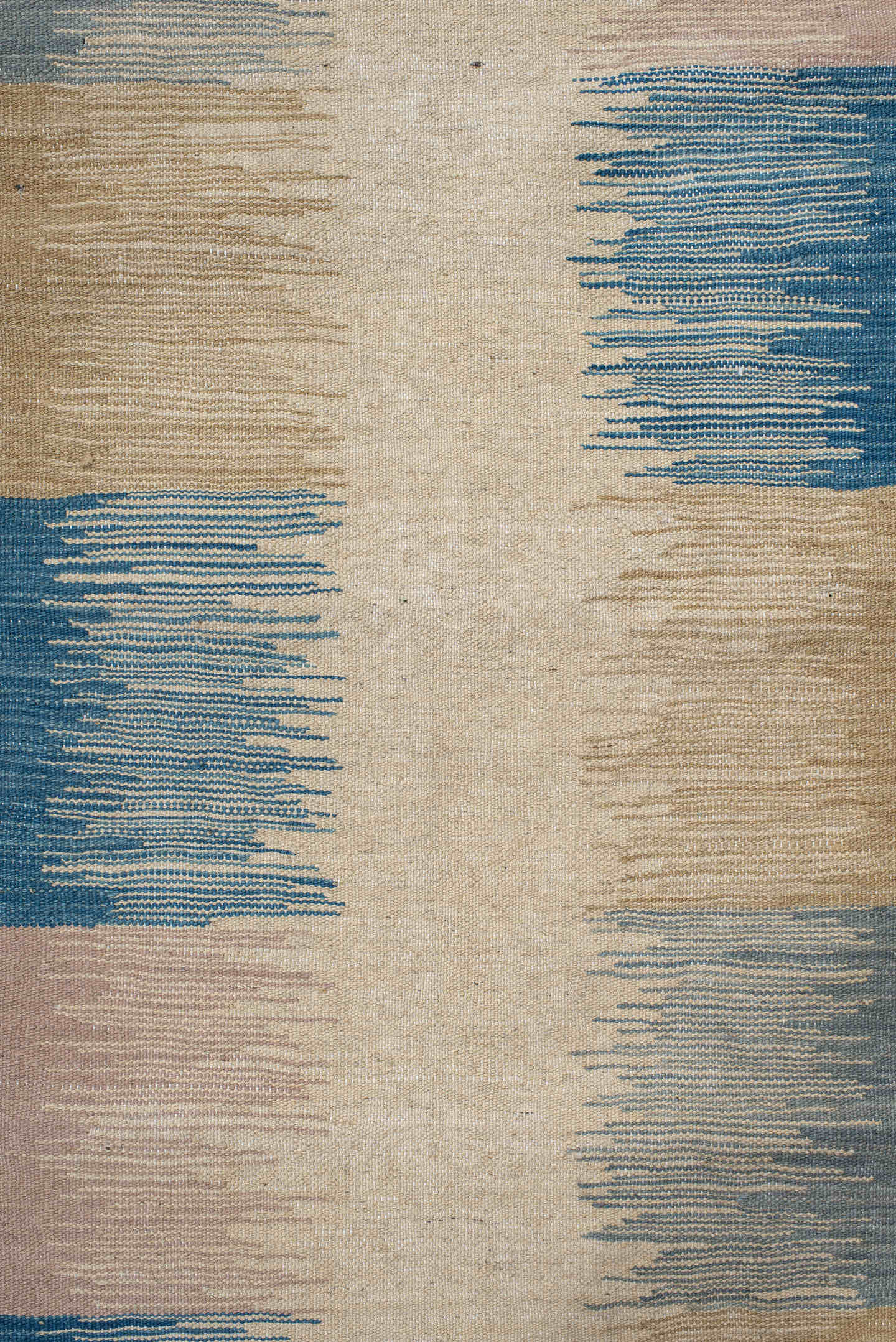 2' x 8' one-of-a-kind handmade vintage Kilim runner rug. Color palette: ivory, blue, sand, blush, pale_gray, beige, pink