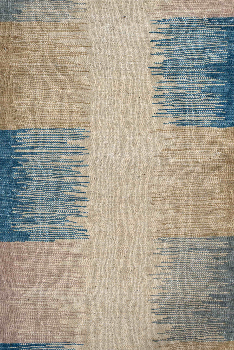 2' x 8' one-of-a-kind handmade vintage Kilim runner rug. Color palette: ivory, blue, sand, blush, pale_gray, beige, pink