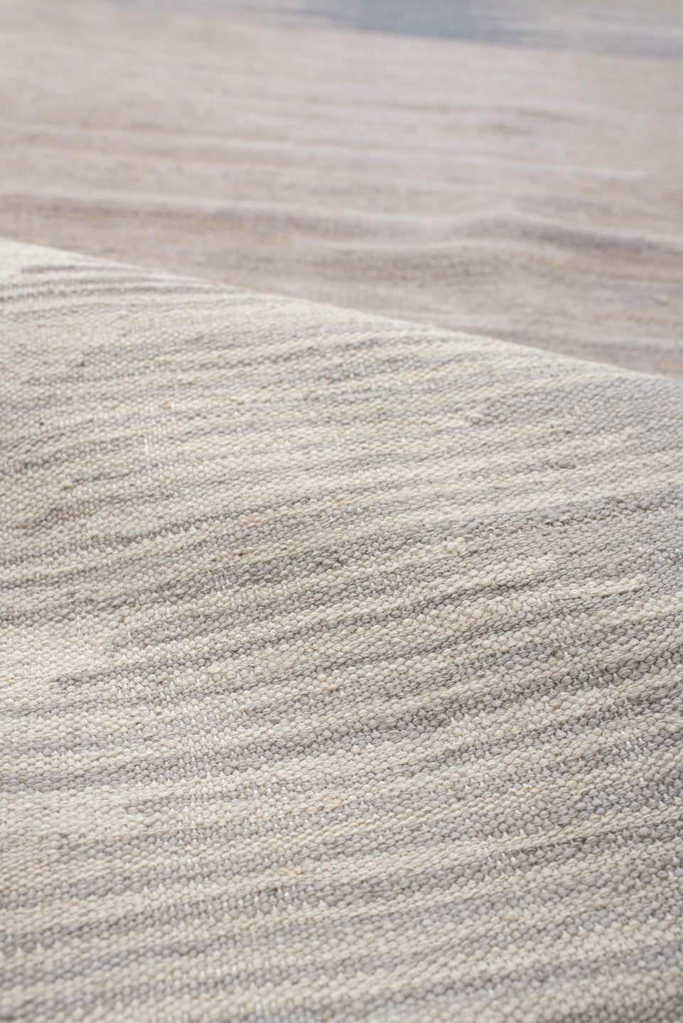 2' x 9' one-of-a-kind handmade vintage Kilim runner rug. Color palette: ivory, taupe, slate, lavender, charcoal, beige, gray