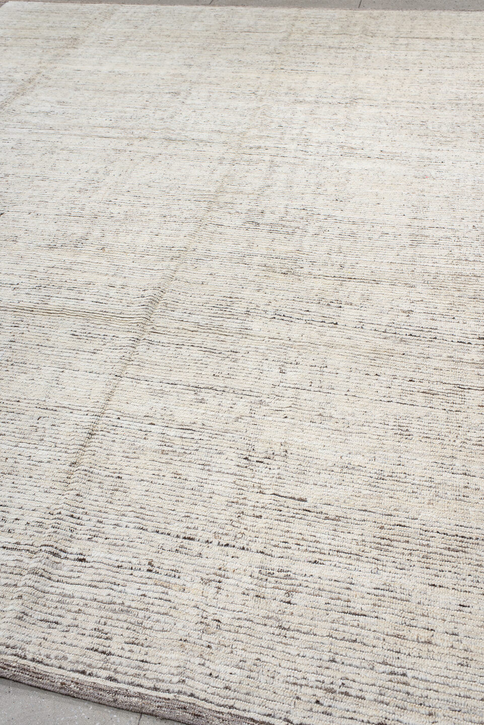 10' x 13' one-of-a-kind handmade vintage Tulu large size rug. Color palette: ivory, charcoal, taupe, brown, gray, black