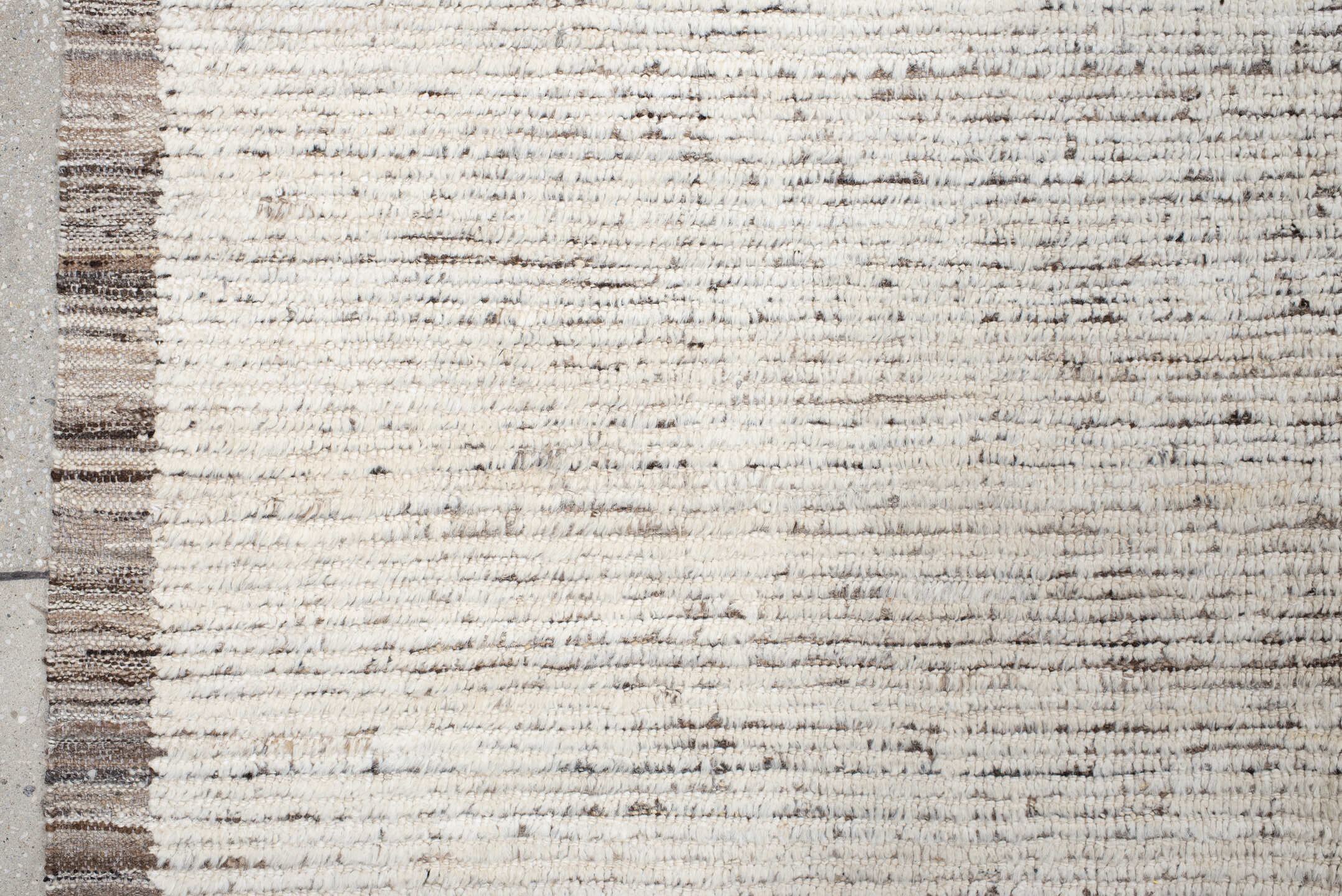 10' x 13' one-of-a-kind handmade vintage Tulu large size rug. Color palette: ivory, charcoal, taupe, brown, gray, black