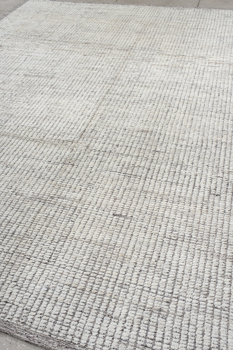 9' x 11' one-of-a-kind handmade vintage Tulu large size rug. Color palette: ivory, gray, taupe, beige