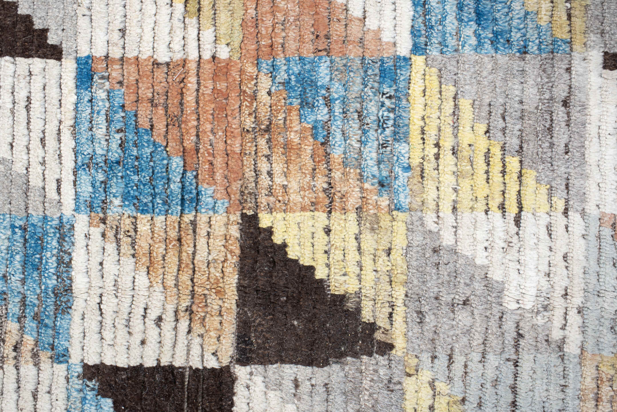 13' x 14' one-of-a-kind handmade vintage Tulu oversize rug. Color palette: blue, brown, dim gray, gainsboro, gray