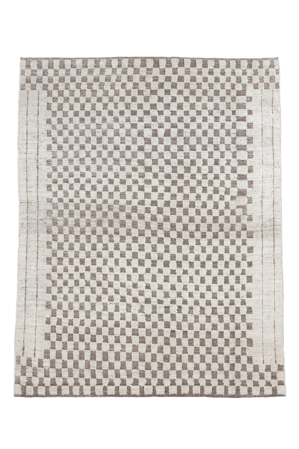 5' x 6' one-of-a-kind handmade vintage Tulu rug. Color palette: dark gray, gainsboro, gray, light gray, linen, off-white